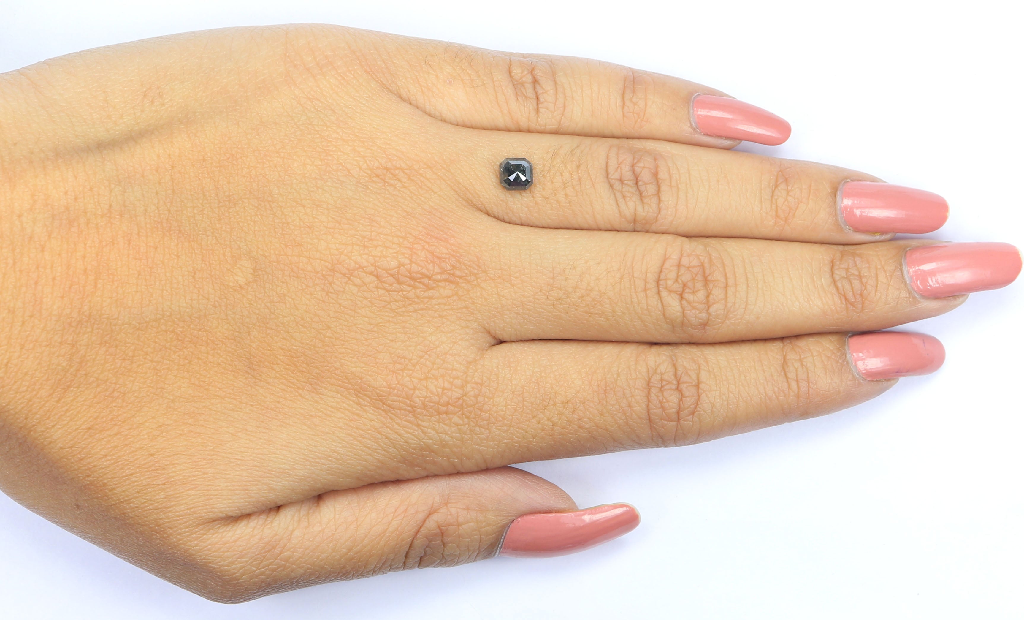 0.69 CT Natural Loose Radiant Shape Diamond Salt And Pepper Radiant Diamond 4.85 MM Natural Black Grey Color Radiant Rose Cut Diamond LQ8147