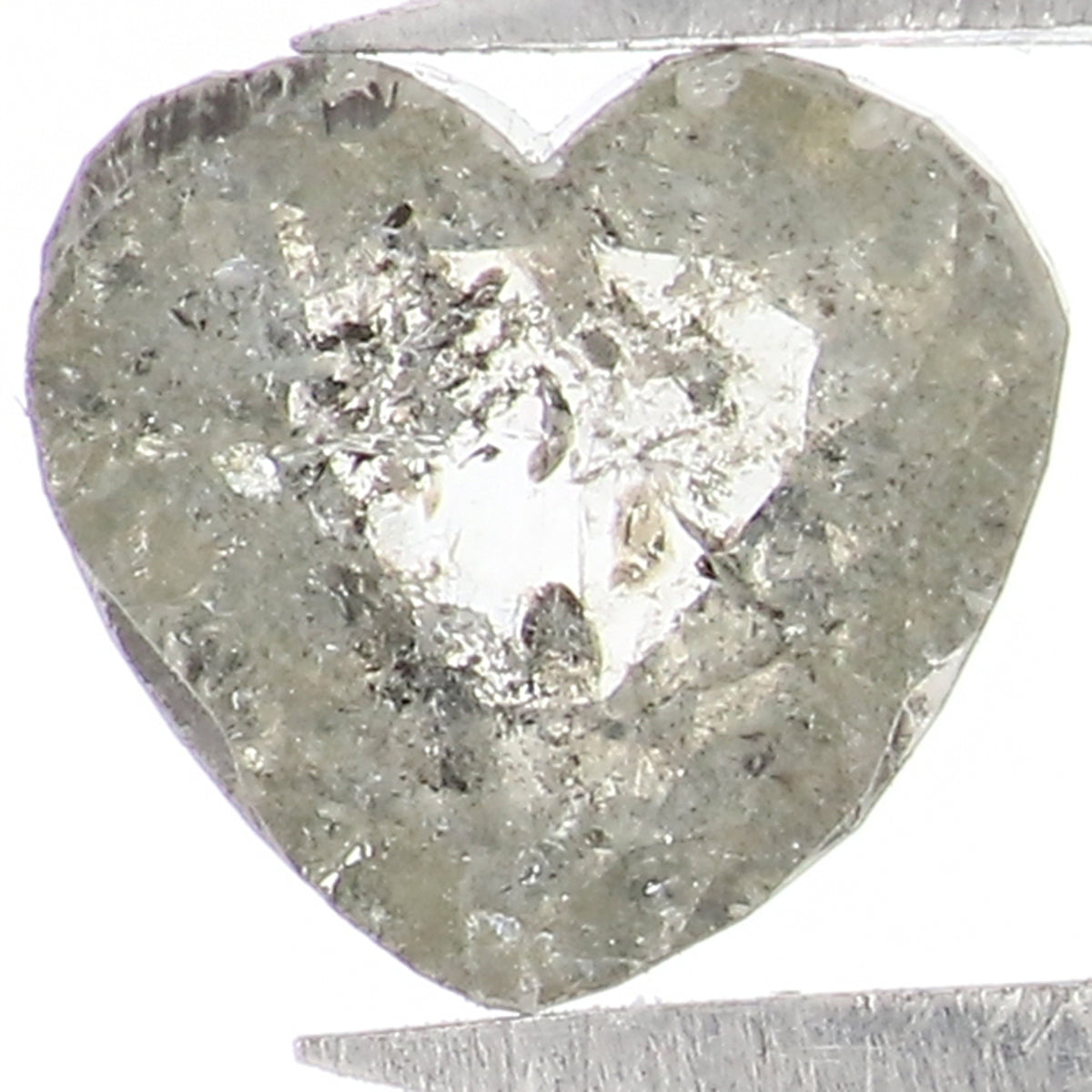 0.69 Ct Natural Loose Heart Shape Diamond Salt And Pepper Diamond 5.60 MM Natural Diamond Black Grey Color Heart Rose Cut Diamond QL1624