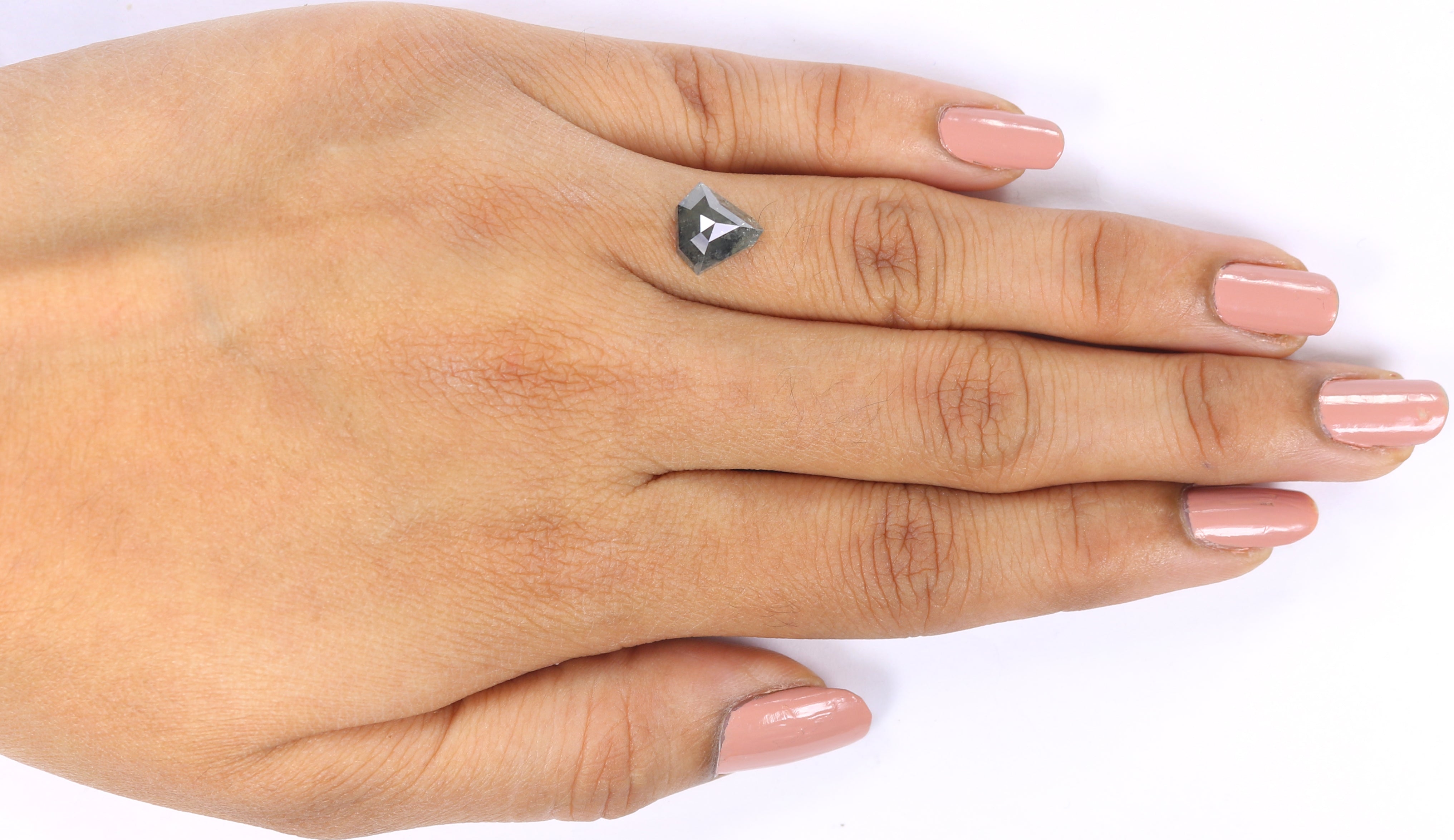 2.01 Ct Natural Loose Shield Shape Diamond Gray Color Shield Cut Diamond 8.40 MM Natural Gray Color Diamond Shield Rose Cut Diamond LQB8223