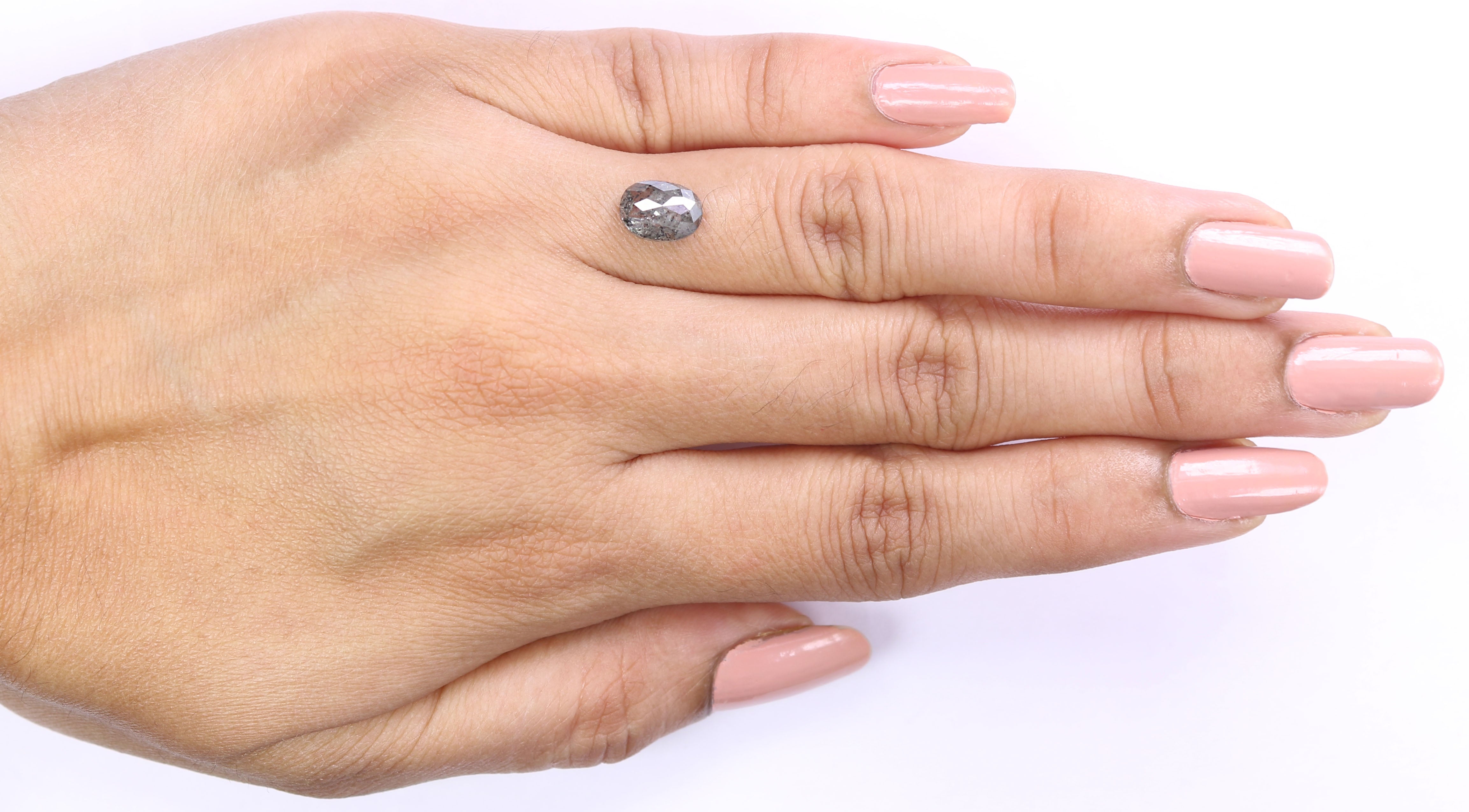 1.25 CT Natural Loose Oval Shape Diamond Salt And Pepper Oval Diamond 7.80 MM Natural Diamond Black Grey Color Oval Rose Cut Diamond LQ2206