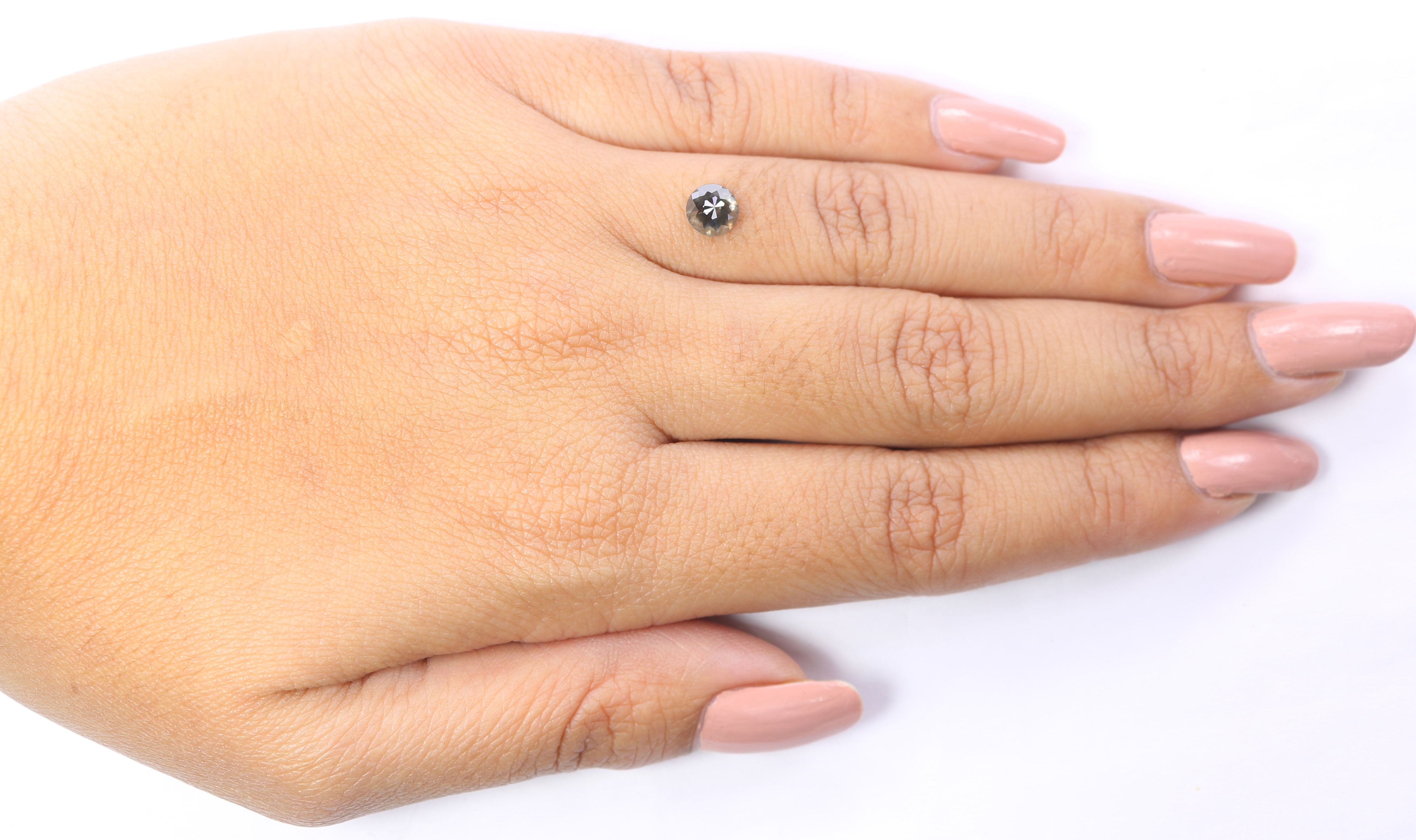 0.86 CT Natural Loose Rose Cut Diamond Black Color Round Rose Shape Diamond 5.50 MM Natural Loose Grey Color Round Rose Cut Diamond KQ2088