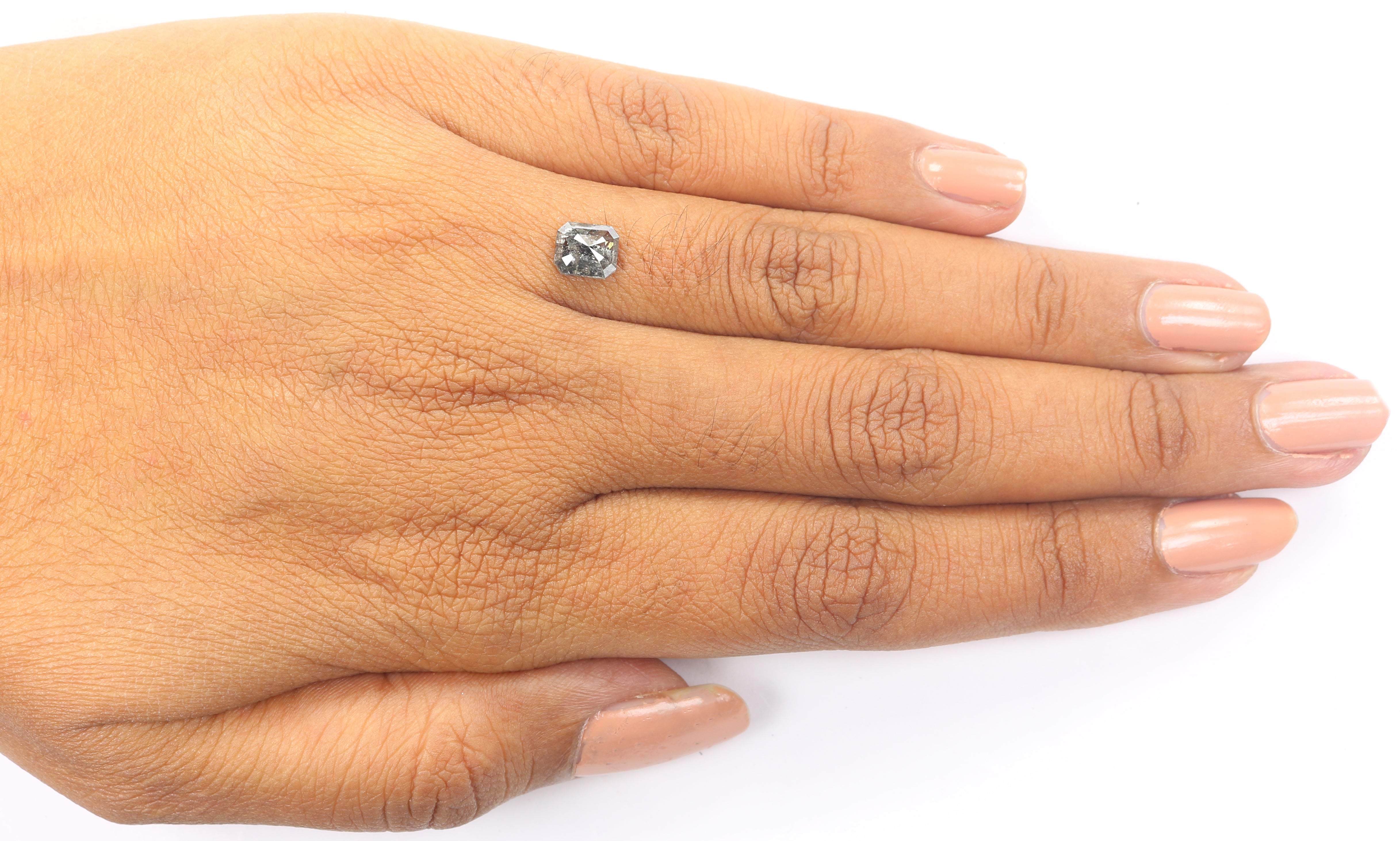 0.96 CT Natural Loose Emerald Shape Diamond Salt And Pepper Emerald Shape Diamond 6.25 MM Black Grey Color Emerald Rose Cut Diamond QL1205