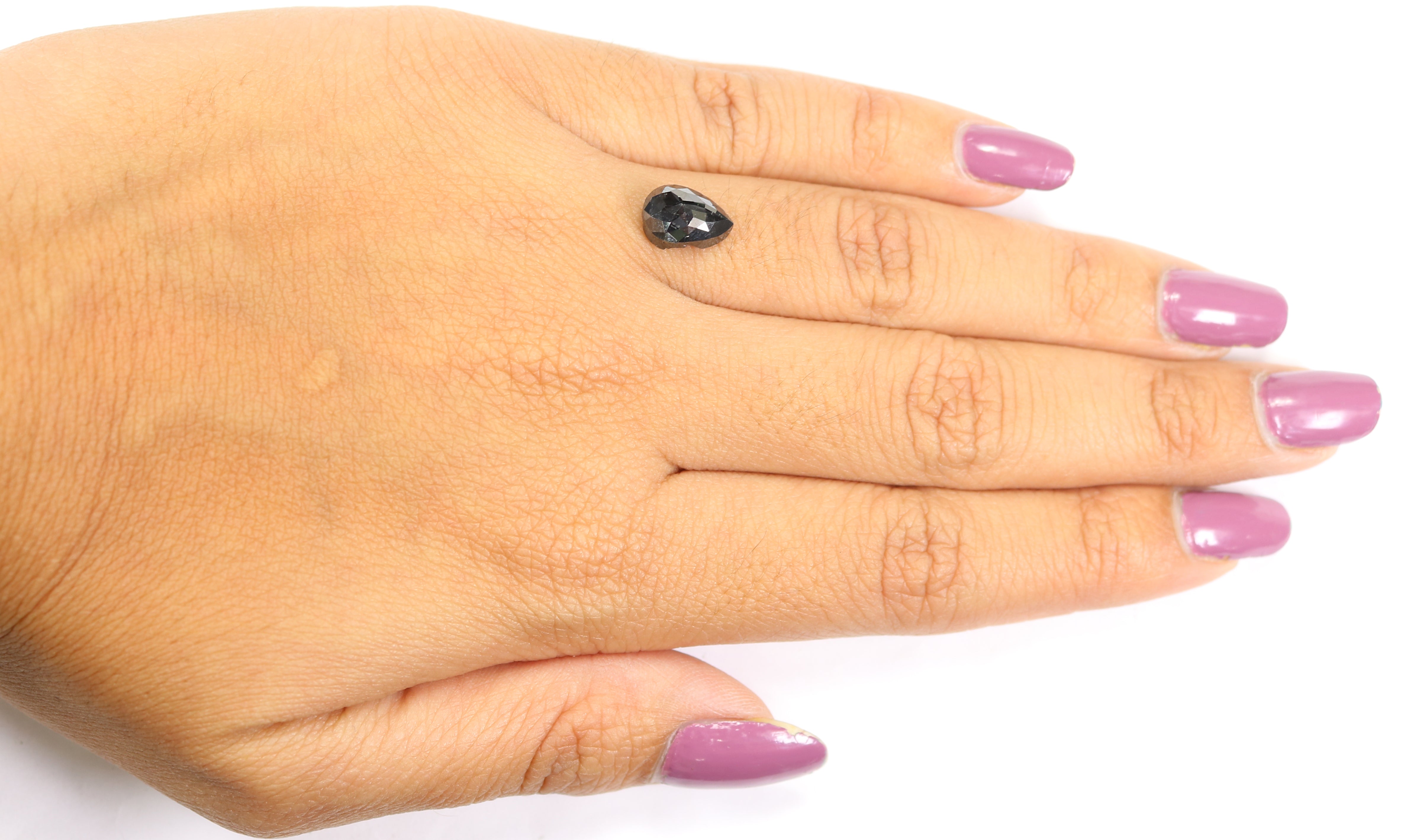 2.10 CT Natural Loose Pear Shape Diamond Black Color Pear Cut Diamond 9.40 MM Natural Loose Black Color Diamond Pear Rose Cut Diamond LQ1677