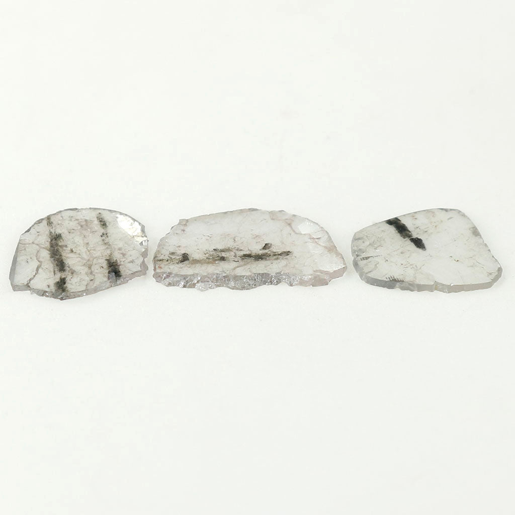 0.91 Ct Natural Loose Slice Shape Diamond Salt And Pepper Slice Cut Diamond 6.80 MM Natural Black Grey Color Irregular Cut Diamond LQ9836