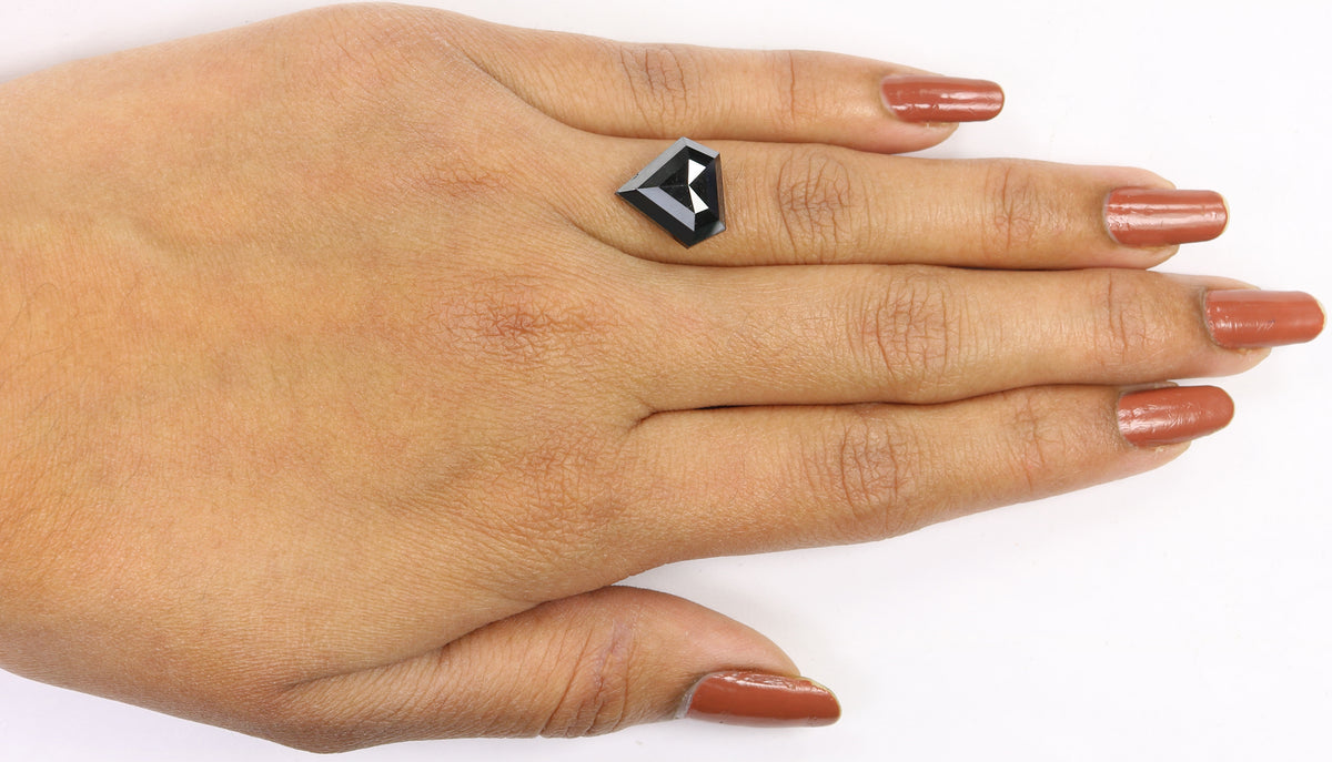 5.22 CT IGI Certified Natural Loose Pentagon Step Cut Diamond Black Color Pentagon Diamond 12.25 MM Natural Black Pentagon Diamond QL1898