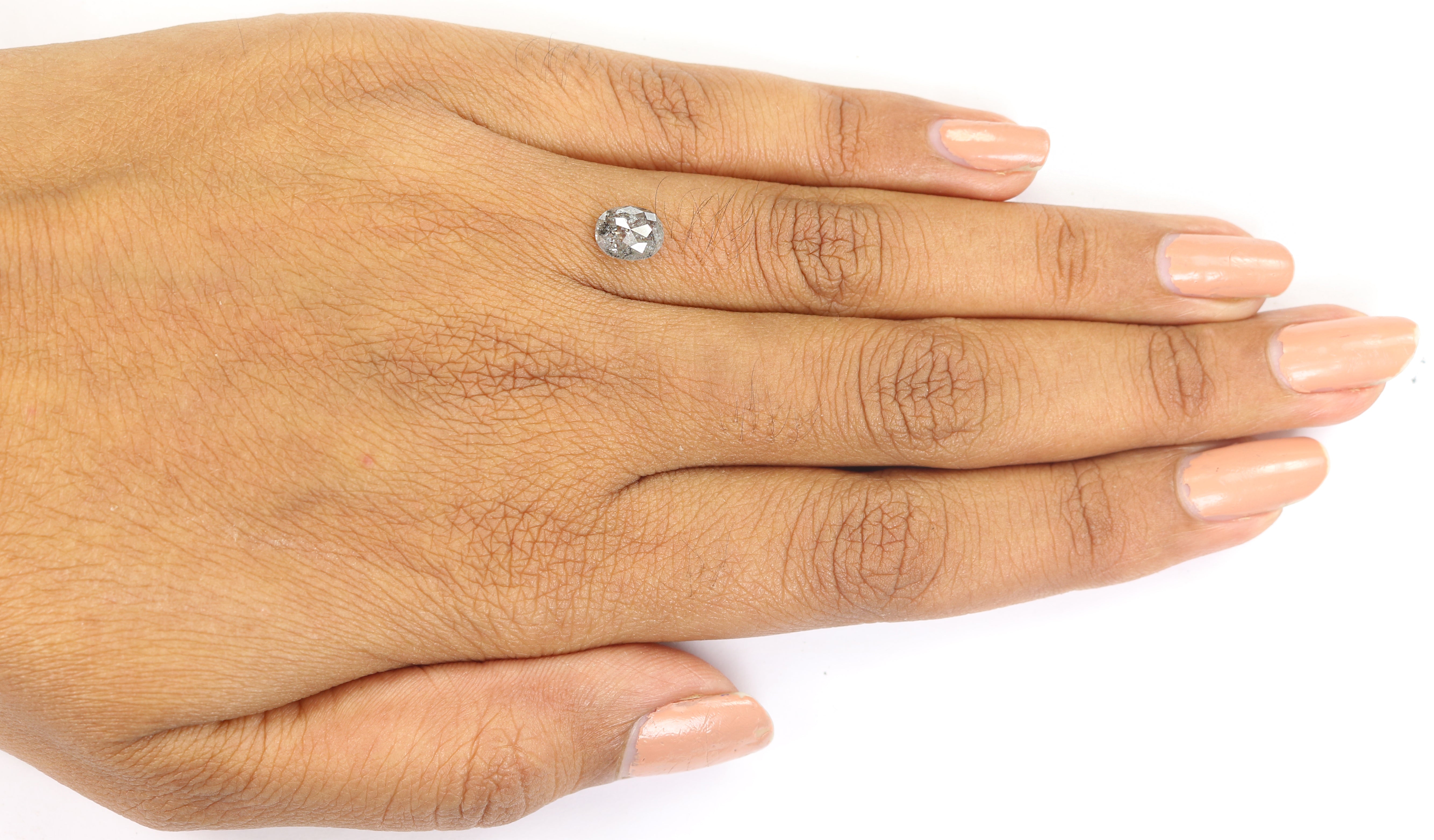 0.89 CT Natural Loose Oval Shape Diamond Salt And Pepper Oval Diamond 6.90 MM Natural Diamond Black Grey Color Oval Rose Cut Diamond QL1445