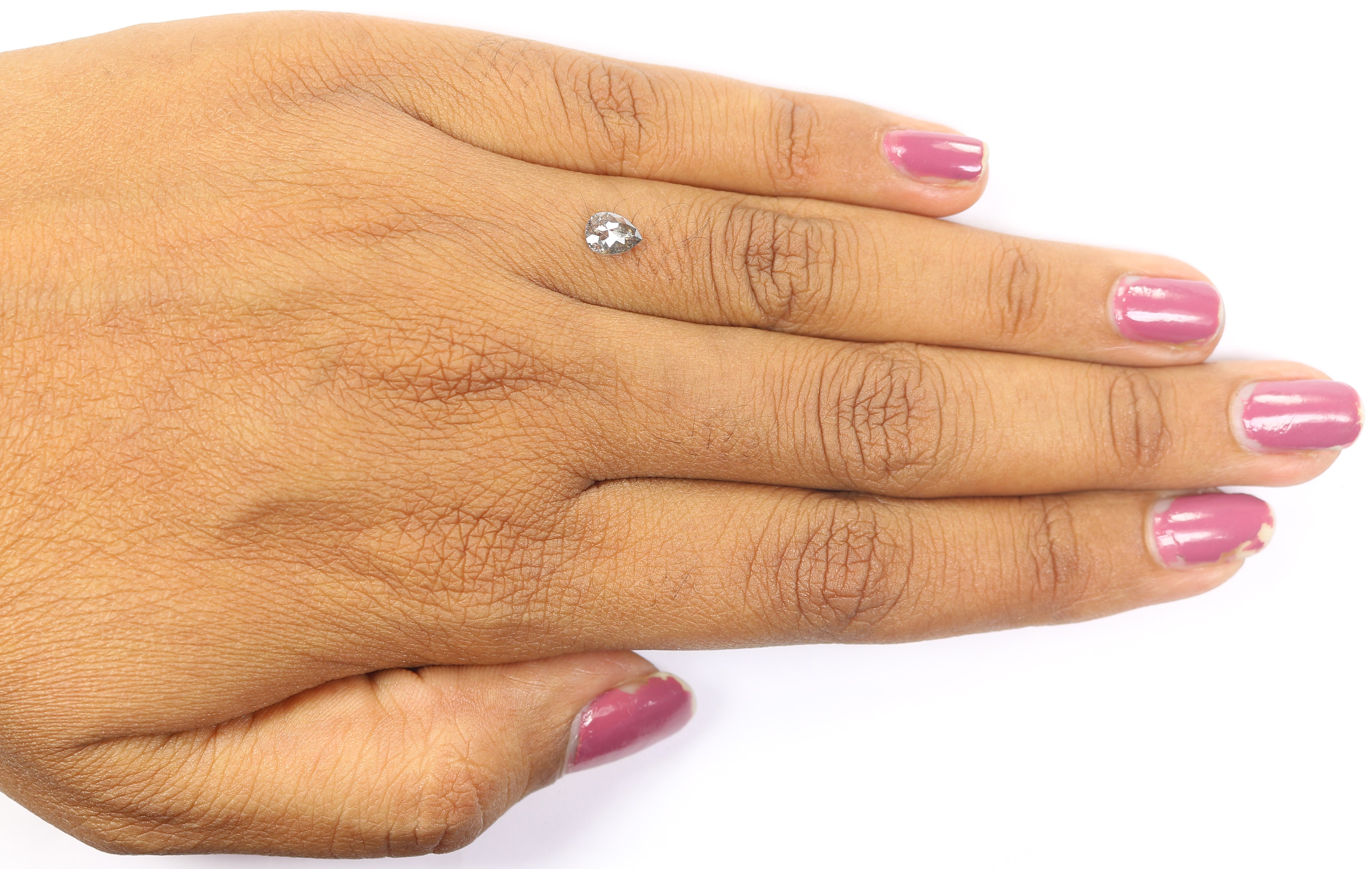 0.38 CT Natural Loose Pear Shape Diamond Salt And Pepper Pear Cut Diamond 5.80 MM Natural Black Grey Color Pear Rose Cut Diamond LQ1018