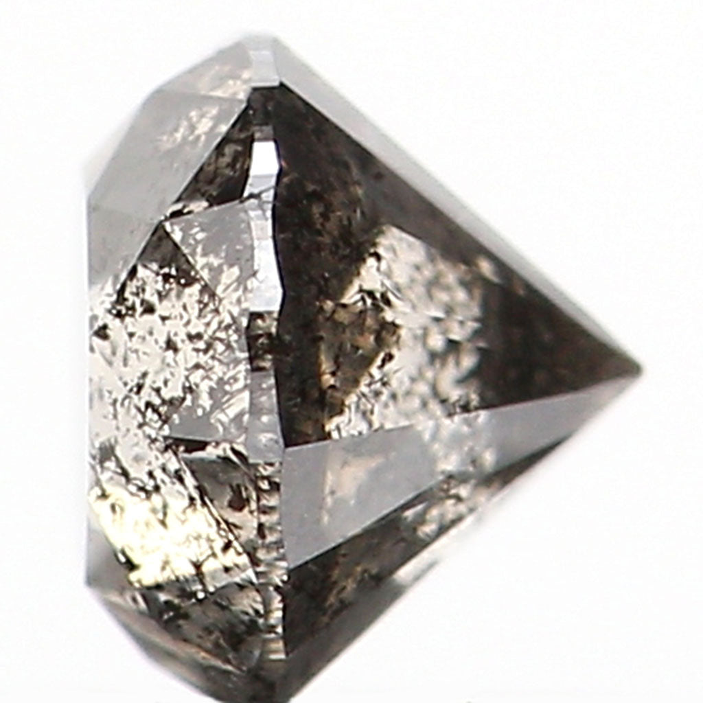 0.37 Ct Natural Loose Diamond, Round Brilliant Cut, Salt Pepper Diamond, Black Diamond, Gray Diamond, Rustic Diamond L5065