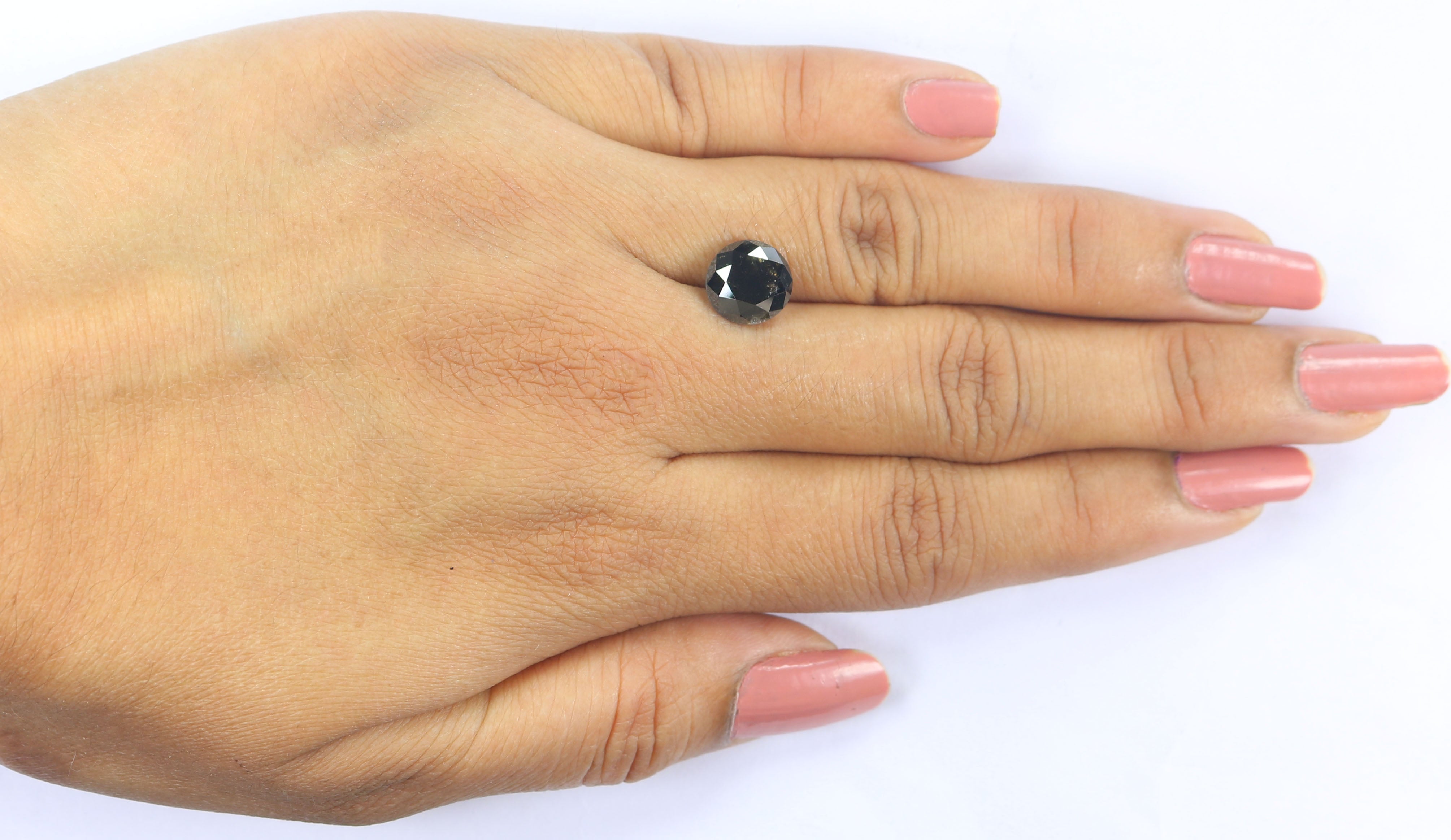 2.77 CT Natural Loose Round Shape Diamond Black Color Round Cut Diamond 8.50 MM Natural Black Diamond Round Brilliant Cut Diamond LQ8491