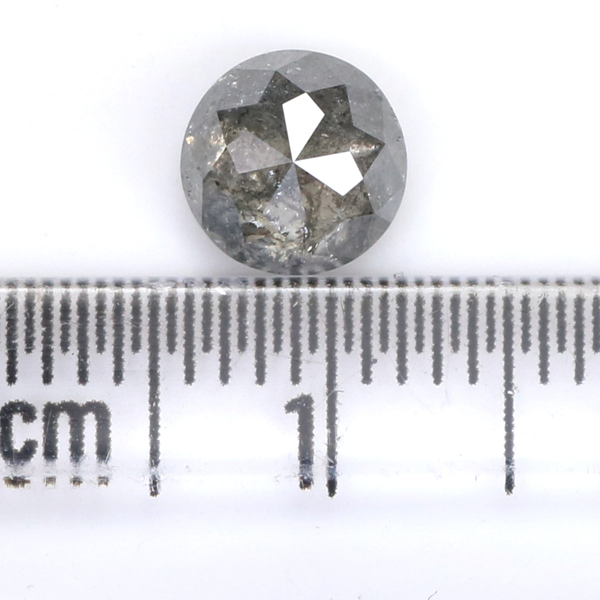 1.26 Ct Natural Loose Round Rose Cut Diamond Black Grey Color Rose Cut Diamond 6.35 MM Natural Loose Salt And Pepper Rose Cut Diamond LQ1909