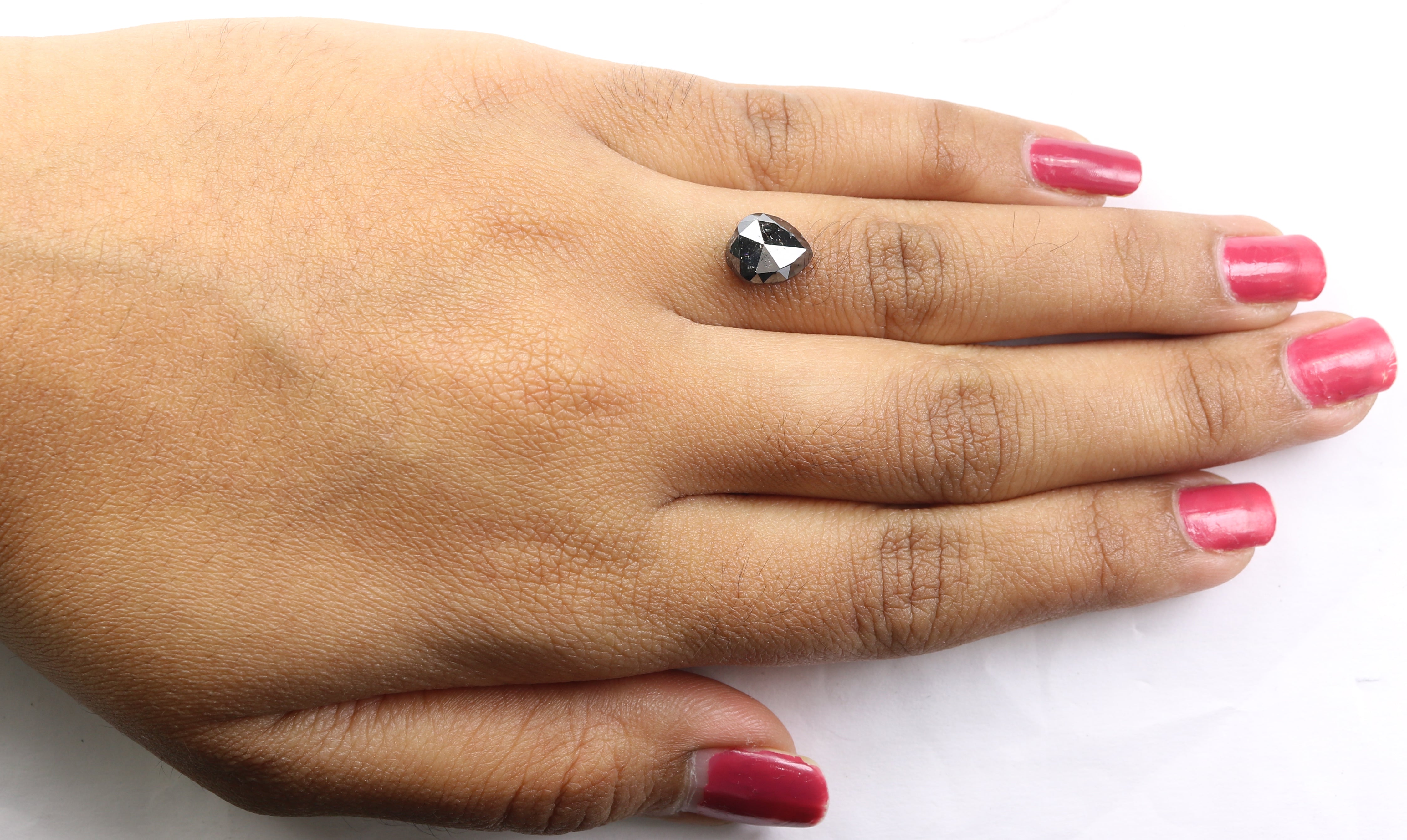 2.17 CT Natural Loose Pear Shape Diamond Black Color Pear Cut Diamond 8.25 MM Natural Loose Black Color Diamond Pear Rose Cut Diamond LQ1593