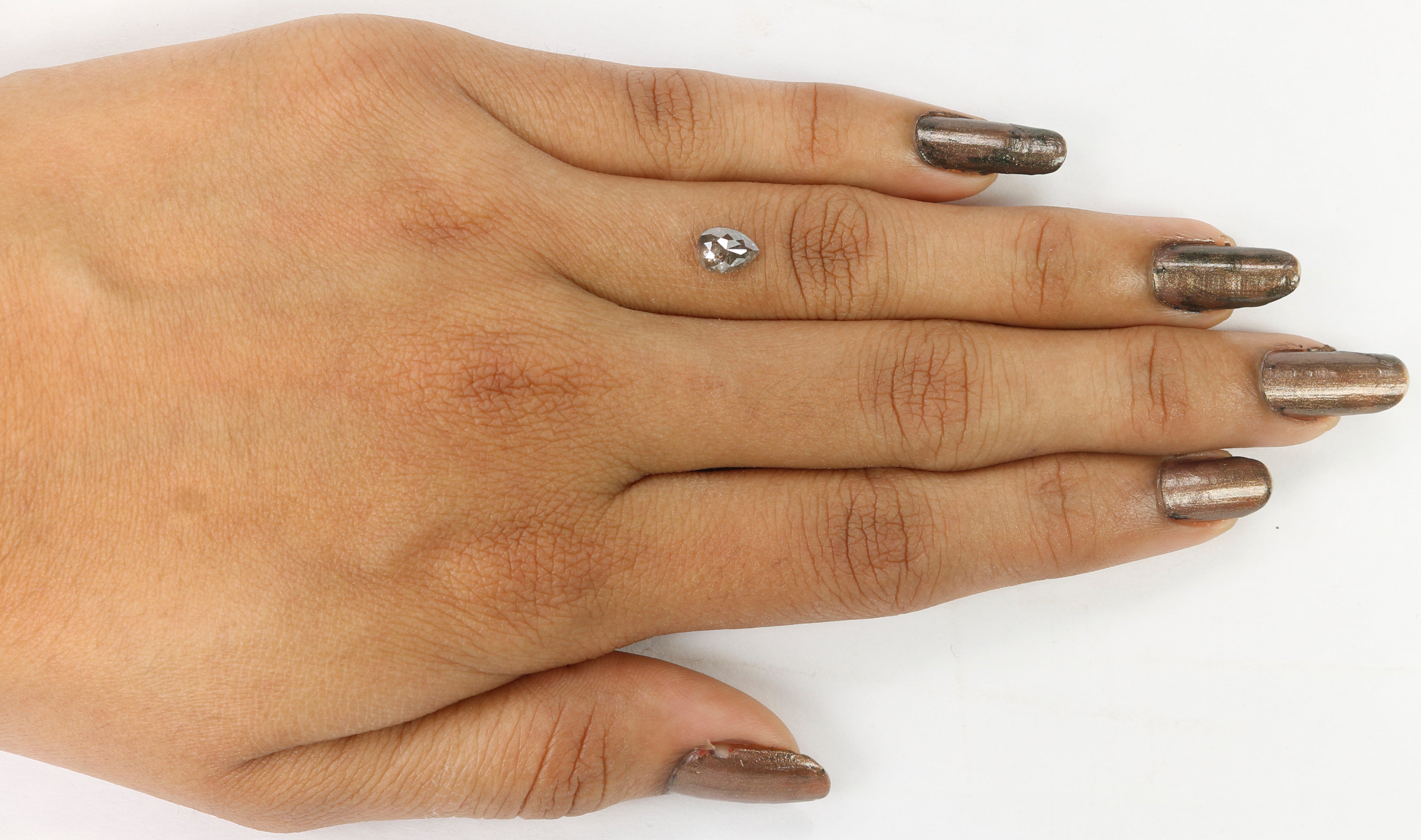 0.61 CT Natural Loose Pear Shape Diamond Grey Color Pear Cut Diamond 6.75 MM Natural Loose Brown Color Diamond Pear Rose Cut Diamond KQ2332