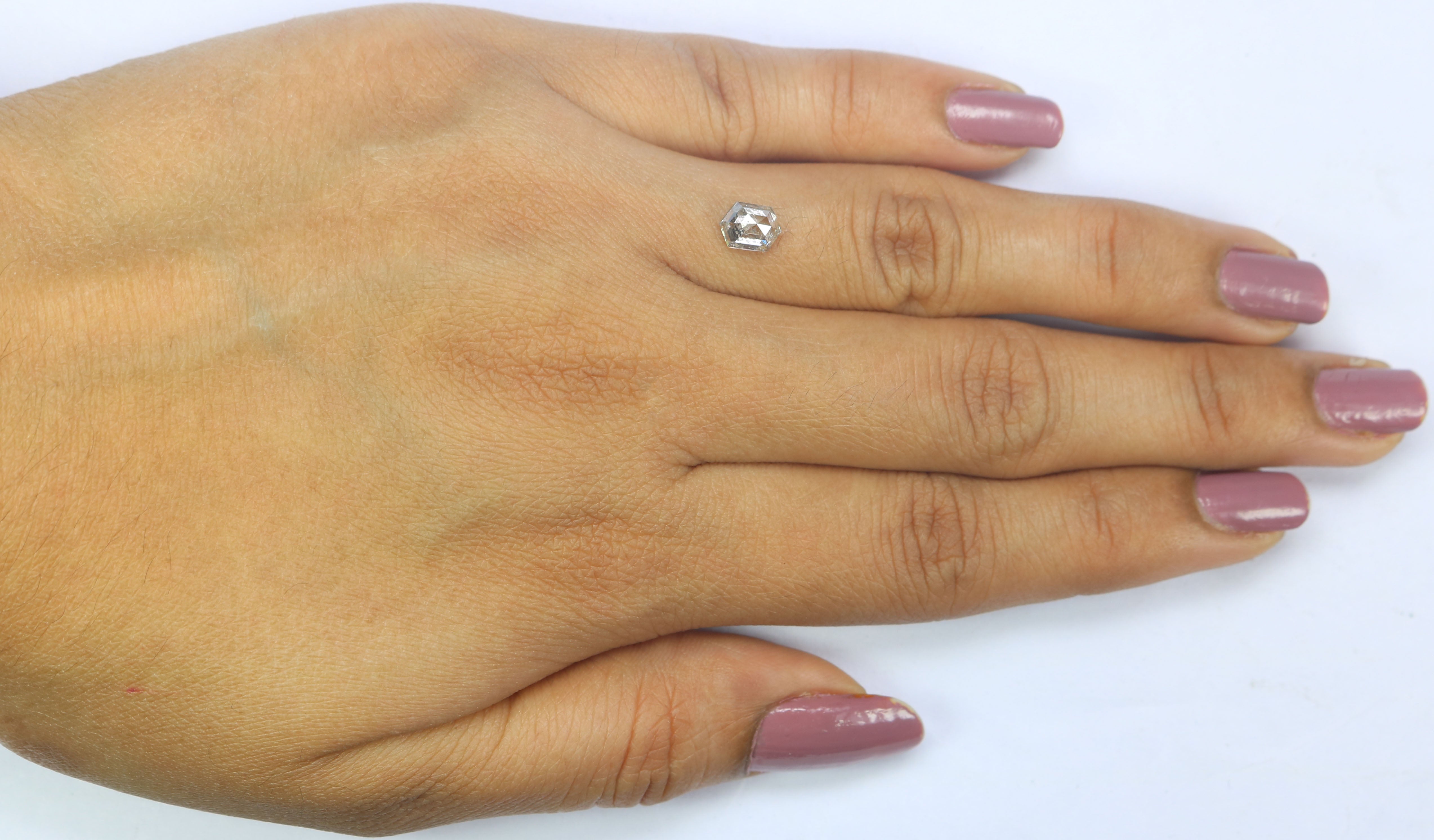0.84 CT Natural Loose Hexagon Shape Diamond Salt And Pepper Hexagon Diamond 6.20 MM Natural White -G Color Hexagon Rose Cut Diamond QL2687