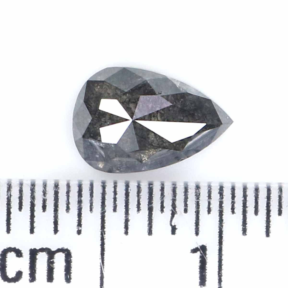 0.73 CT Natural Loose Pear Shape Diamond Salt And Pepper Pear Rose Cut Diamond 6.85 MM Black Grey Color Pear Shape Rose Cut Diamond LQ2342