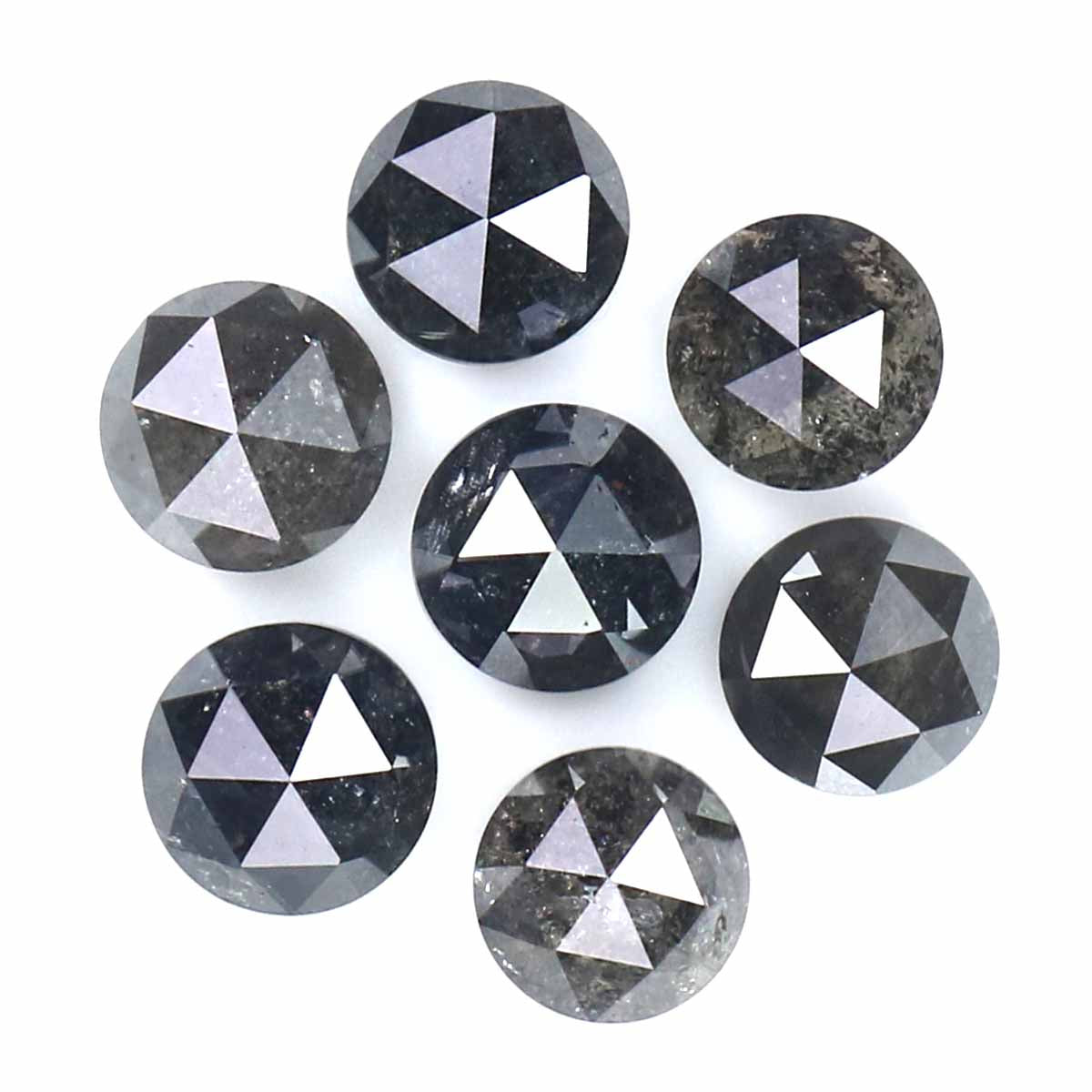 2.52 Ct Natural Loose Round Rose Cut Diamond Salt And Pepper Round Shape Diamond 4.20 MM Natural Black Grey Round Rose Cut Diamond LQ2377