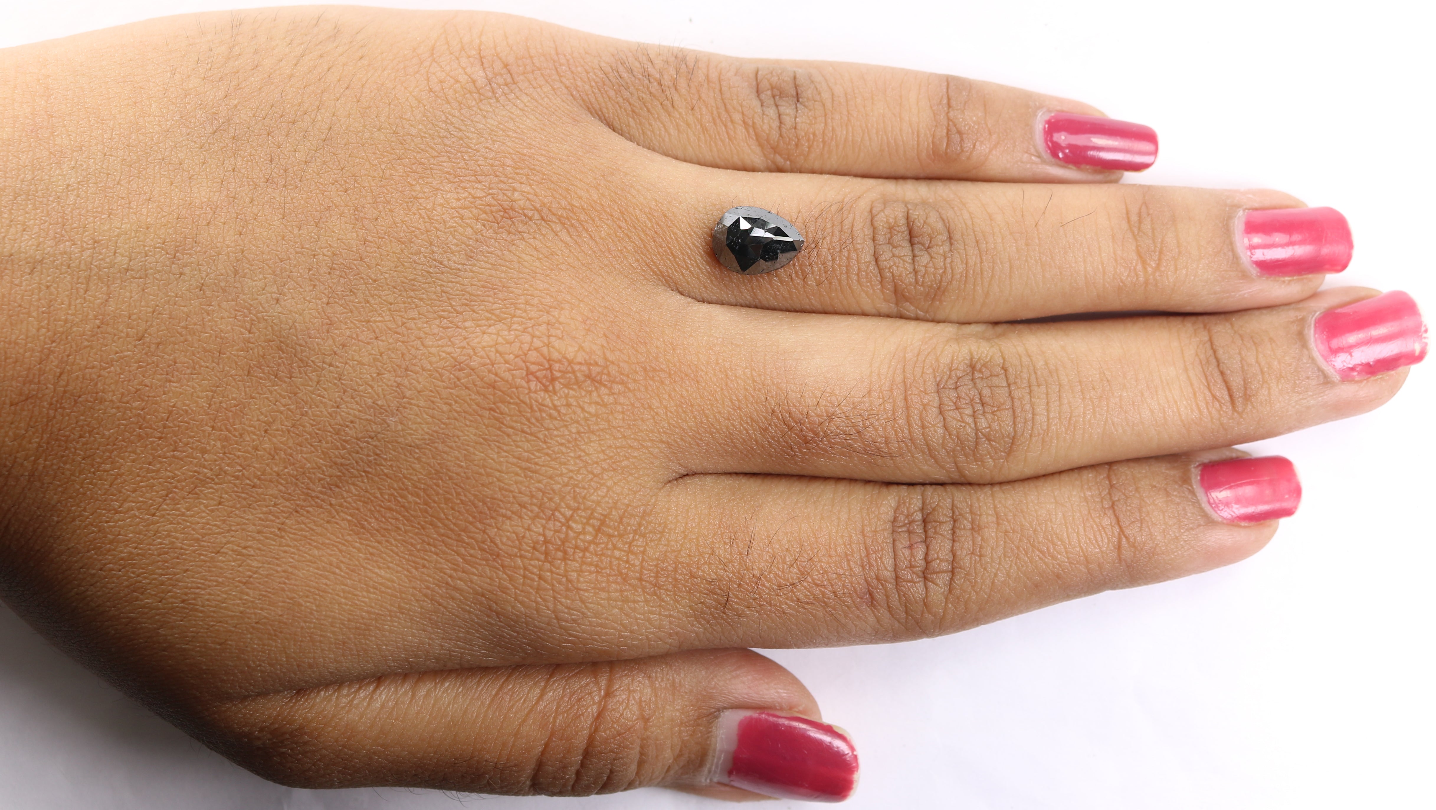 2.14 CT Natural Loose Pear Shape Diamond Black Color Pear Cut Diamond 9.25 MM Natural Loose Black Color Diamond Pear Rose Cut Diamond LQ1607