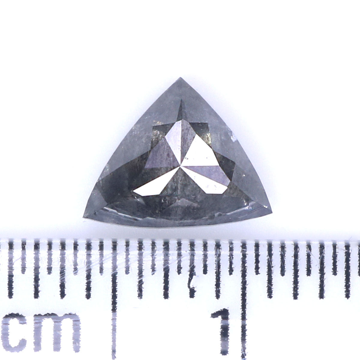Natural Loose Triangle Salt And Pepper Diamond Black Grey Color 0.86 CT 6.60 MM Triangle Shape Rose Cut Diamond L8321