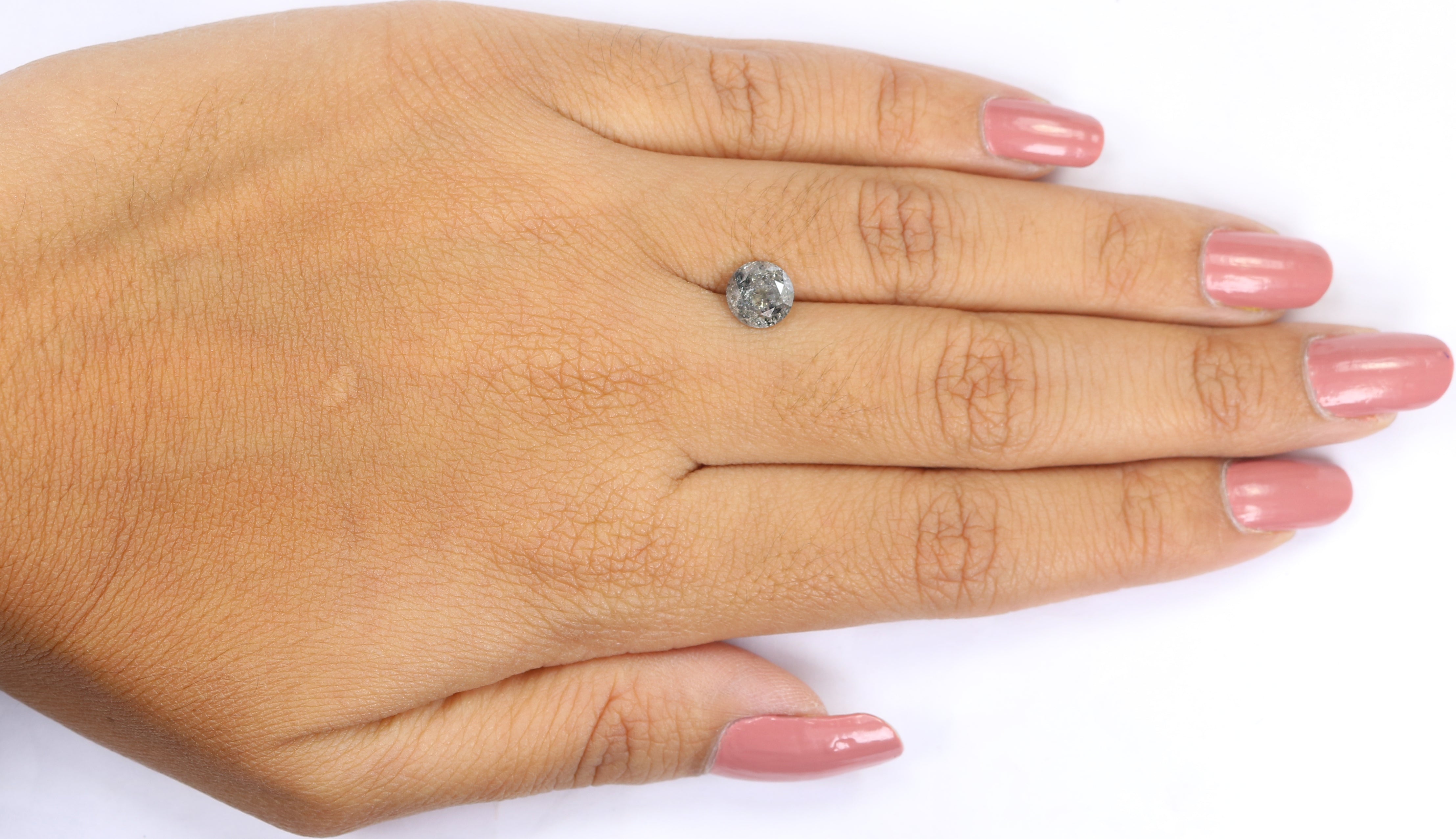 1.31 CT Natural Loose Round Shape Diamond Black Grey Color Round Cut Diamond 6.75 MM Salt And Pepper Round Brilliant Cut Diamond QL2032
