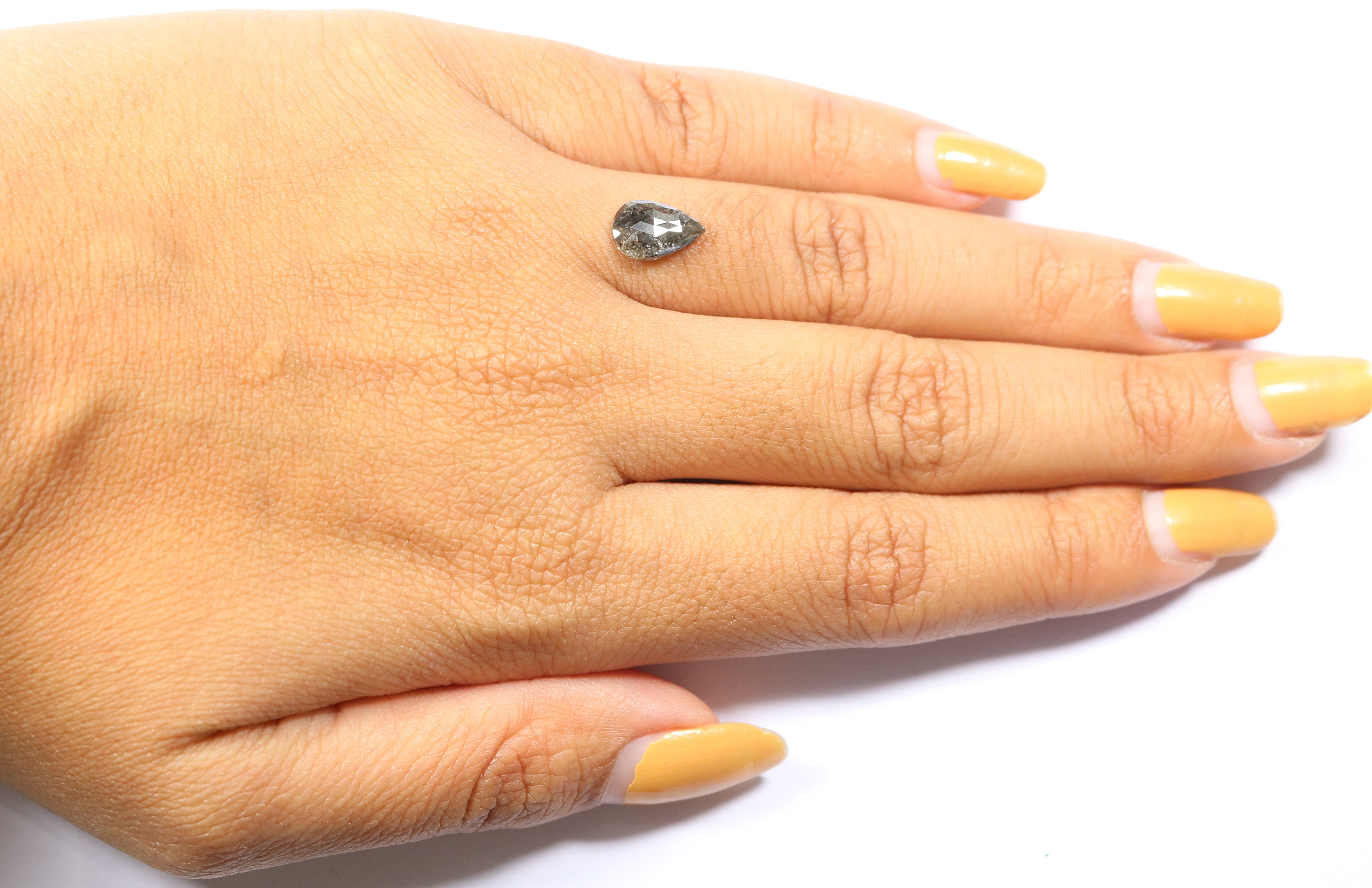 1.18 Ct Natural Loose Pear Shape Diamond Salt And Pepper Pear Cut Diamond 9.30 MM Natural Black Grey Diamond Pear Rose Cut Diamond LQ1762