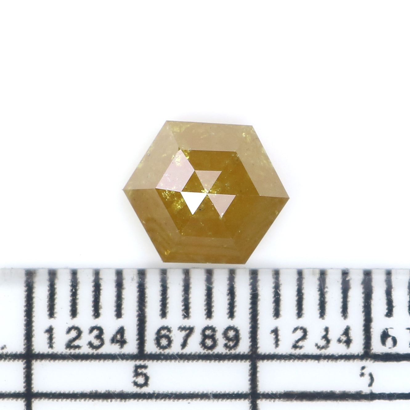 Natural Loose Hexagon Yellow Color Diamond 1.40 CT 7.48 MM Hexagon Shape Rose Cut Diamond L2690