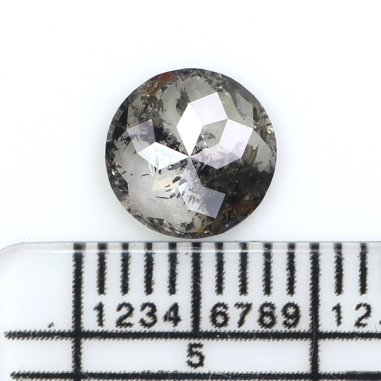 Natural Loose Round Rose Cut Salt And Pepper Diamond Black Grey Color 1.14 CT 7.28 MM Rose Cut Shape Diamond L2590