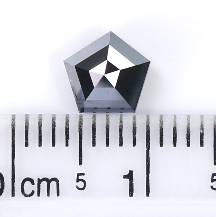 0.97 Ct Natural Loose Pentagon Shape Diamond Black Color Pentagon Diamond 6.30 MM Natural Loose Black Color Pentagon Rose Cut Diamond LQ9613