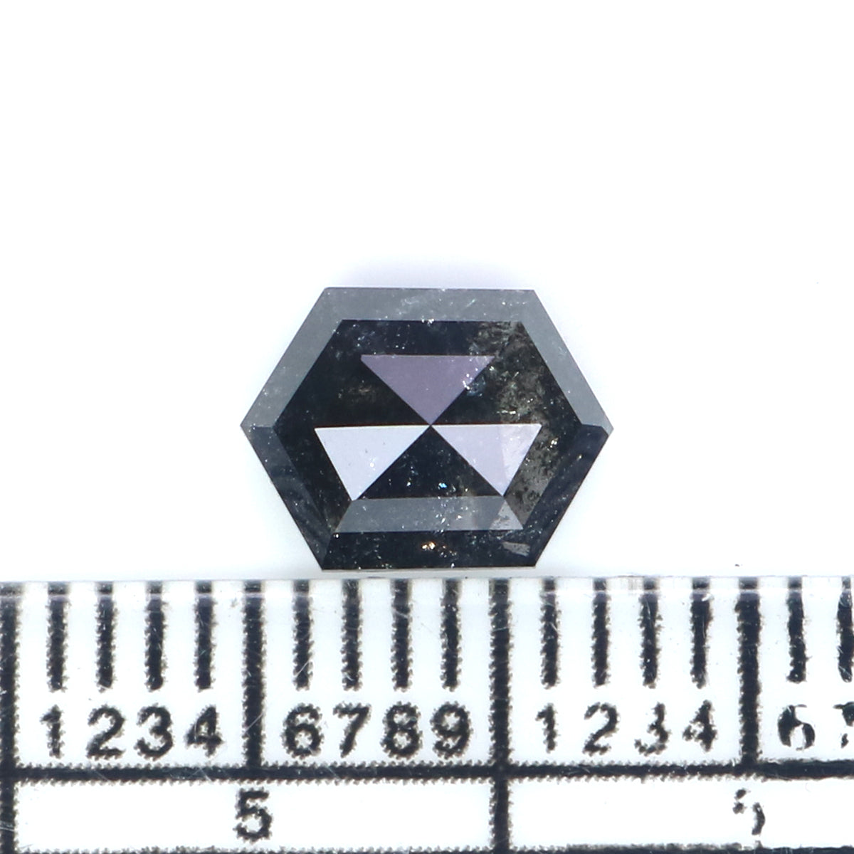 1.43 CT Natural Loose Hexagon Shape Diamond Salt And Pepper Hexagon Diamond 7.65 MM Black Grey Color Hexagon Shape Rose Cut Diamond QL2704