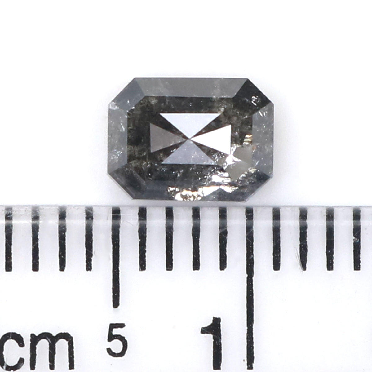 0.92 CT Natural Loose Emerald Shape Diamond Salt And Pepper Emerald Diamond 6.20 MM Black Grey Color Emerald Shape Rose Cut Diamond LQ1951