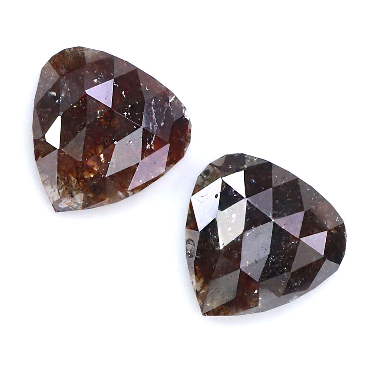 Natural Loose Pair Heart Brown Color Diamond 2.58 CT 7.80 MM Heart Shape Rose Cut Diamond KDL6880