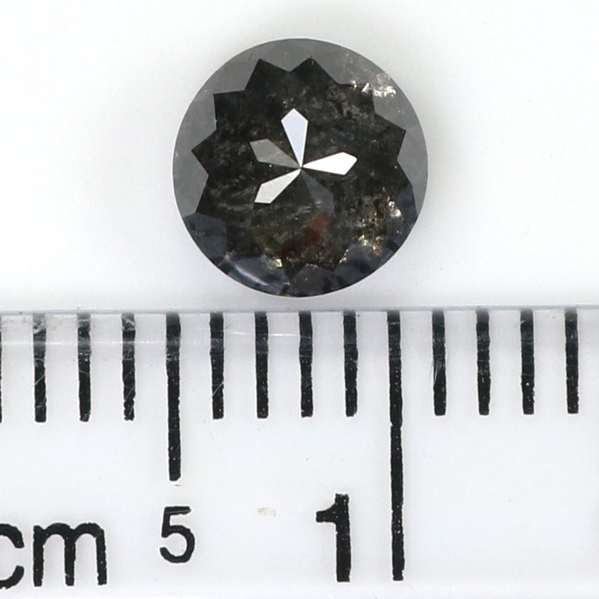 Natural Loose Rose Cut Salt And Pepper Diamond Black Grey Color 1.06 CT 5.80 MM Round Rose Cut Shape Diamond KR2092