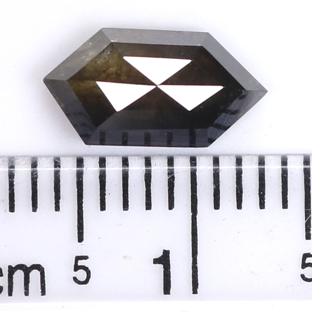 1.49 CT Natural Loose Hexagon Shape Diamond Black Color Hexagon Shape Diamond 9.80 MM Natural Green Color Hexagon Rose Cut Diamond KQ1872