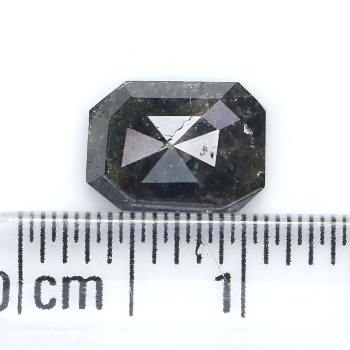 1.40 CT Natural Loose Emerald Shape Diamond Salt And Pepper Emerald Diamond 8.00 MM Natural Black Grey Color Emerald Rose Cut Diamond LQ7127