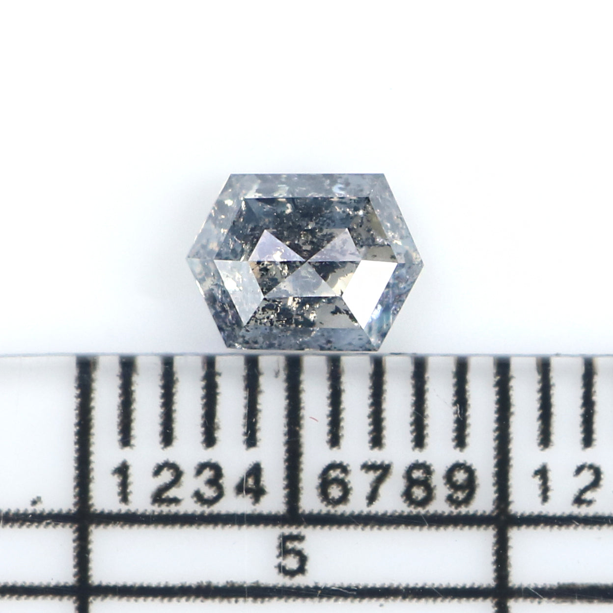 0.62 CT Natural Loose Hexagon Shape Diamond Salt And Pepper Hexagon Diamond 5.70 MM Black Grey Color Hexagon Shape Rose Cut Diamond QK2593