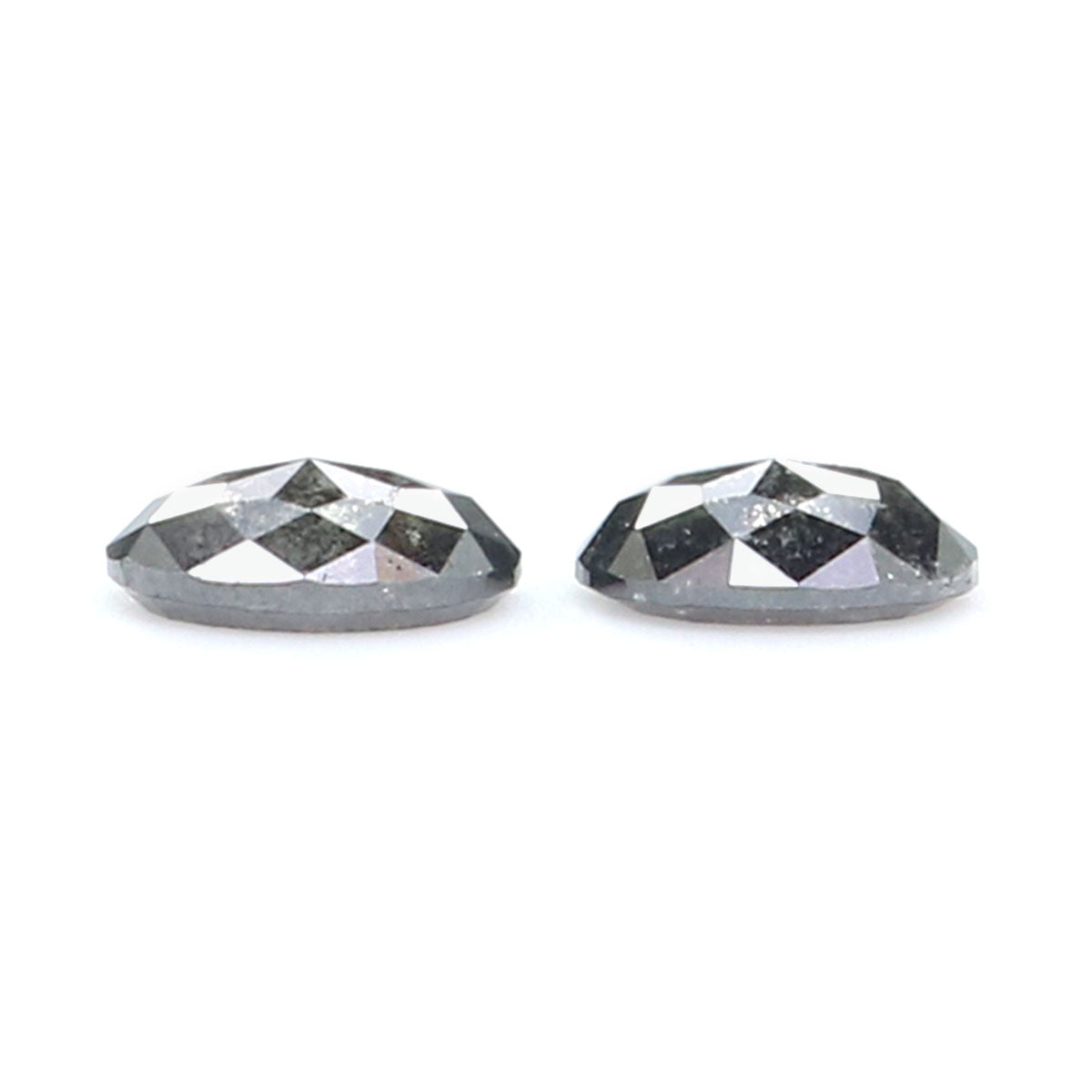 0.54 CT Natural Loose Oval Cut Pair Diamond Salt And Pepper Oval Shape Diamond 4.80 MM Natural Loose Black Grey Oval Rose Cut Diamond LQ2448