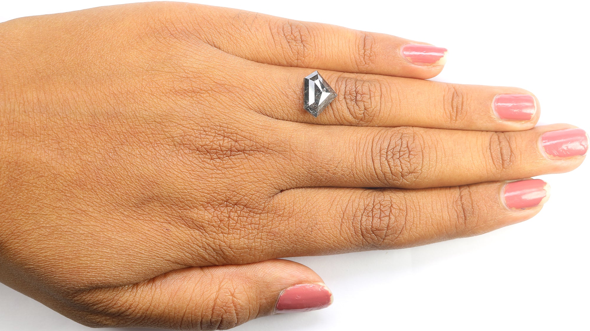 3.47 CT Natural Loose Shield Diamond Black Grey Color Diamond 8.75 MM Natural Loose Diamond Salt And Pepper Shield Rose Cut Diamond QL962