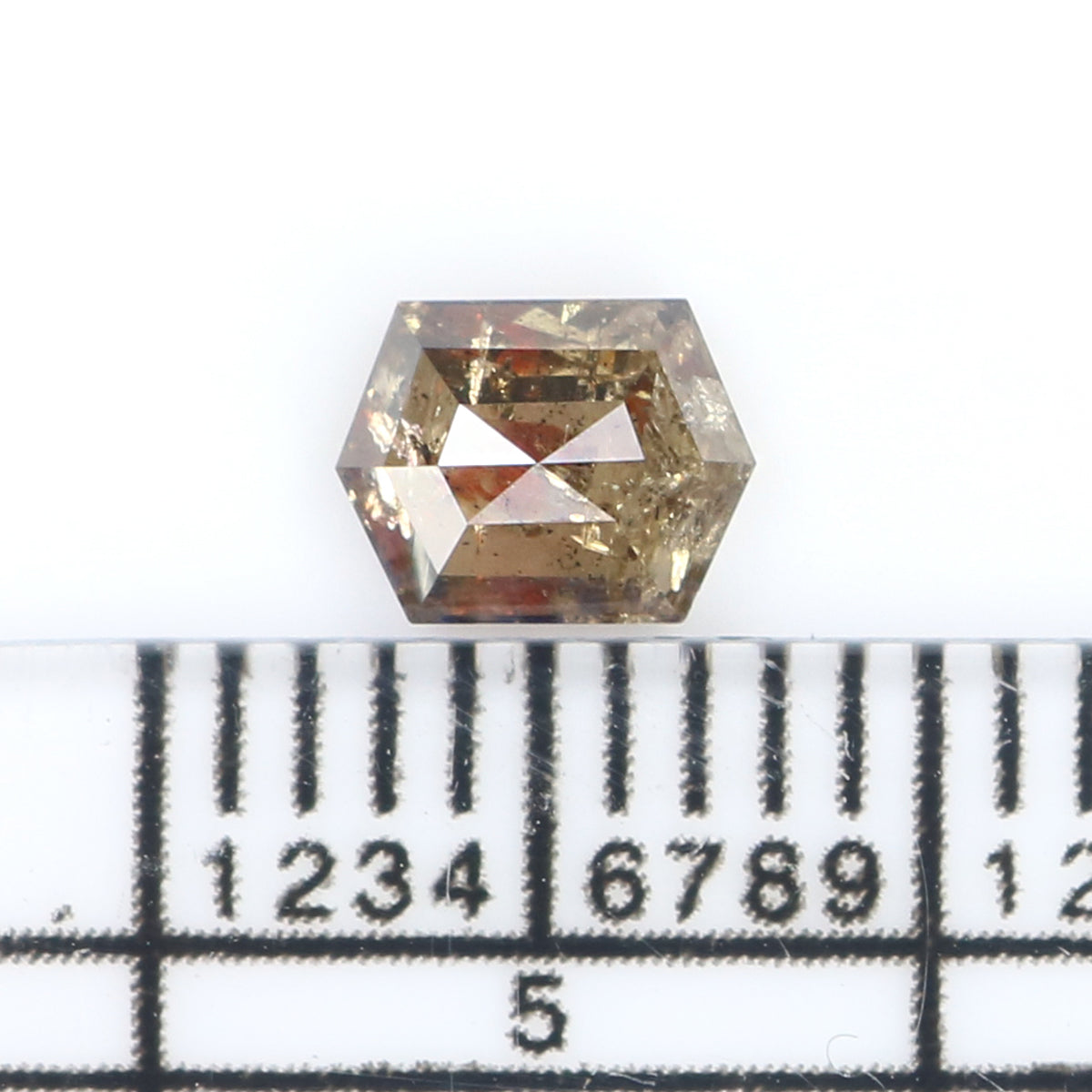 0.50 CT Natural Loose Hexagon Shape Diamond Brown Color Hexagon Shape Diamond 5.40 MM Natural Green Color Hexagon Rose Cut Diamond QK2596