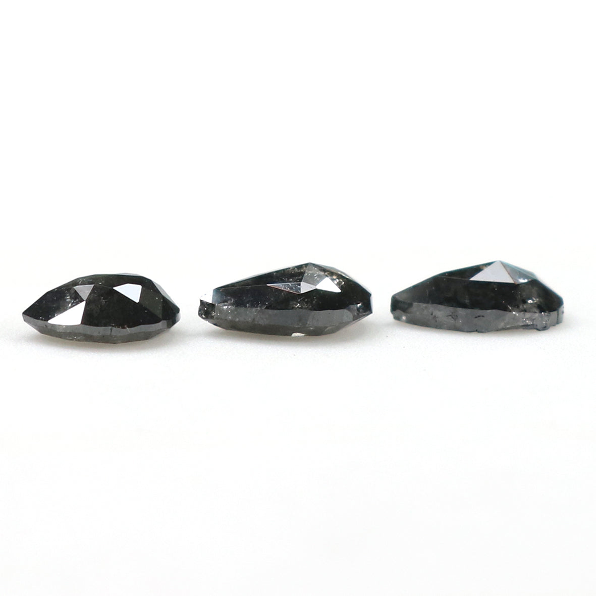 Natural Loose Pear Salt And Pepper Diamond Black Grey Color 0.76 CT 4.65 MM Pear Shape Rose Cut Diamond KDL1980