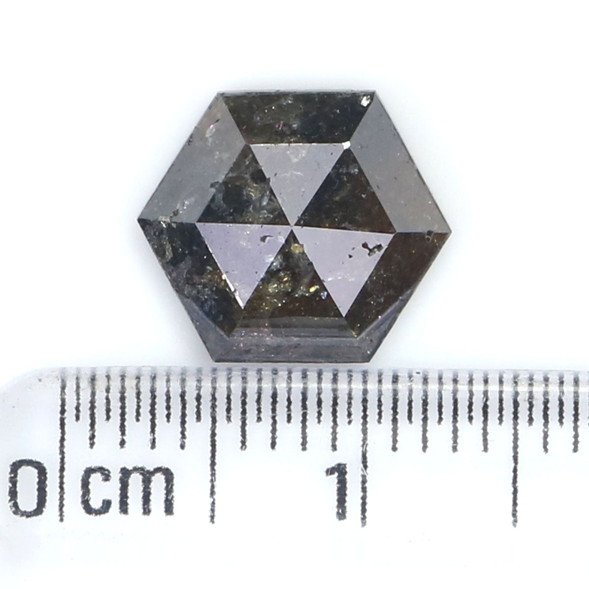 2.36 CT Natural Loose Hexagon Shape Diamond Brown Color Hexagon Cut Diamond 10.45 MM Natural Black Color Hexagon Rose Cut Diamond KQ1556