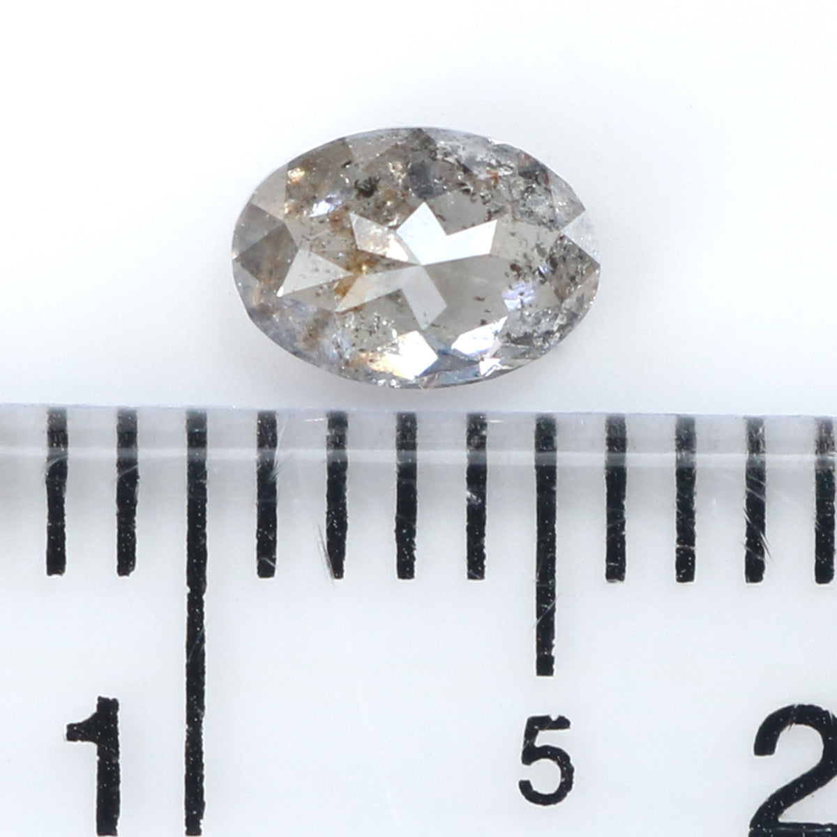 0.34 CT Natural Loose Oval Shape Diamond Salt And Pepper Oval Rose Cut Diamond 5.30 MM Black Grey Color Oval Shape Rose Cut Diamond KQ2281