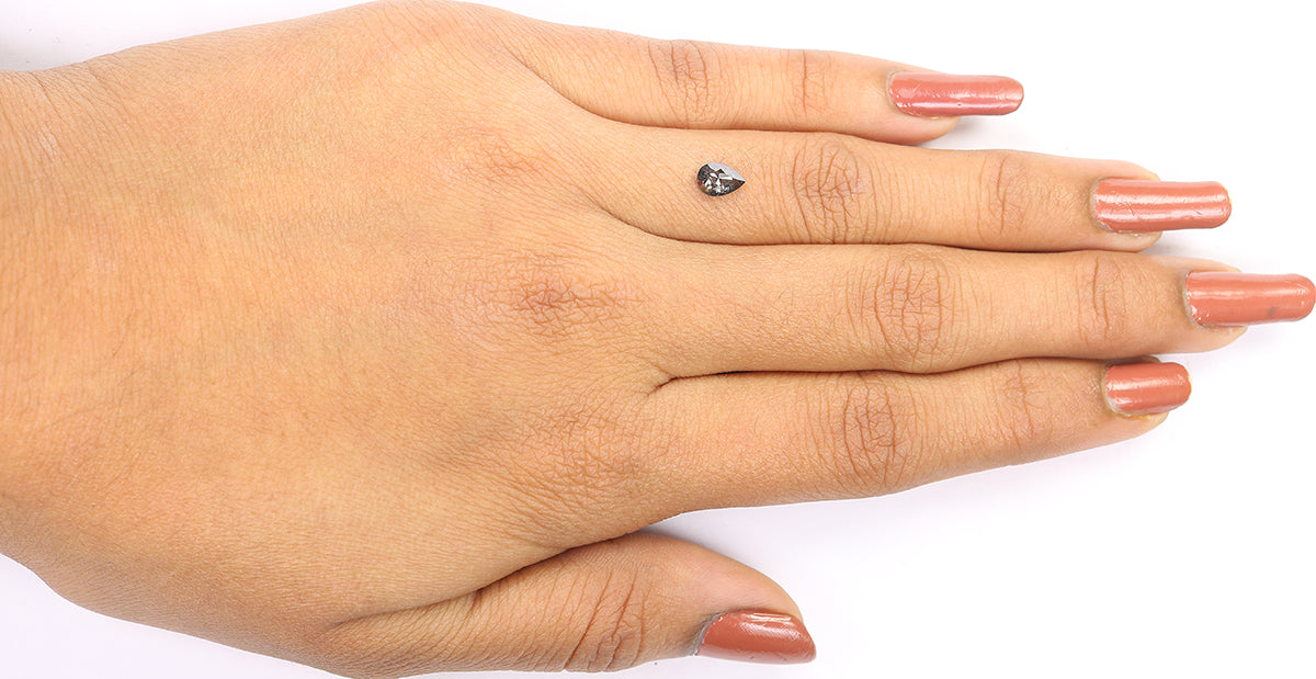 0.42 CT Natural Loose Pear Shape Diamond Salt And Pepper Pear Rose Cut Diamond 6.10 MM Black Grey Color Pear Shape Rose Cut Diamond KQ2393