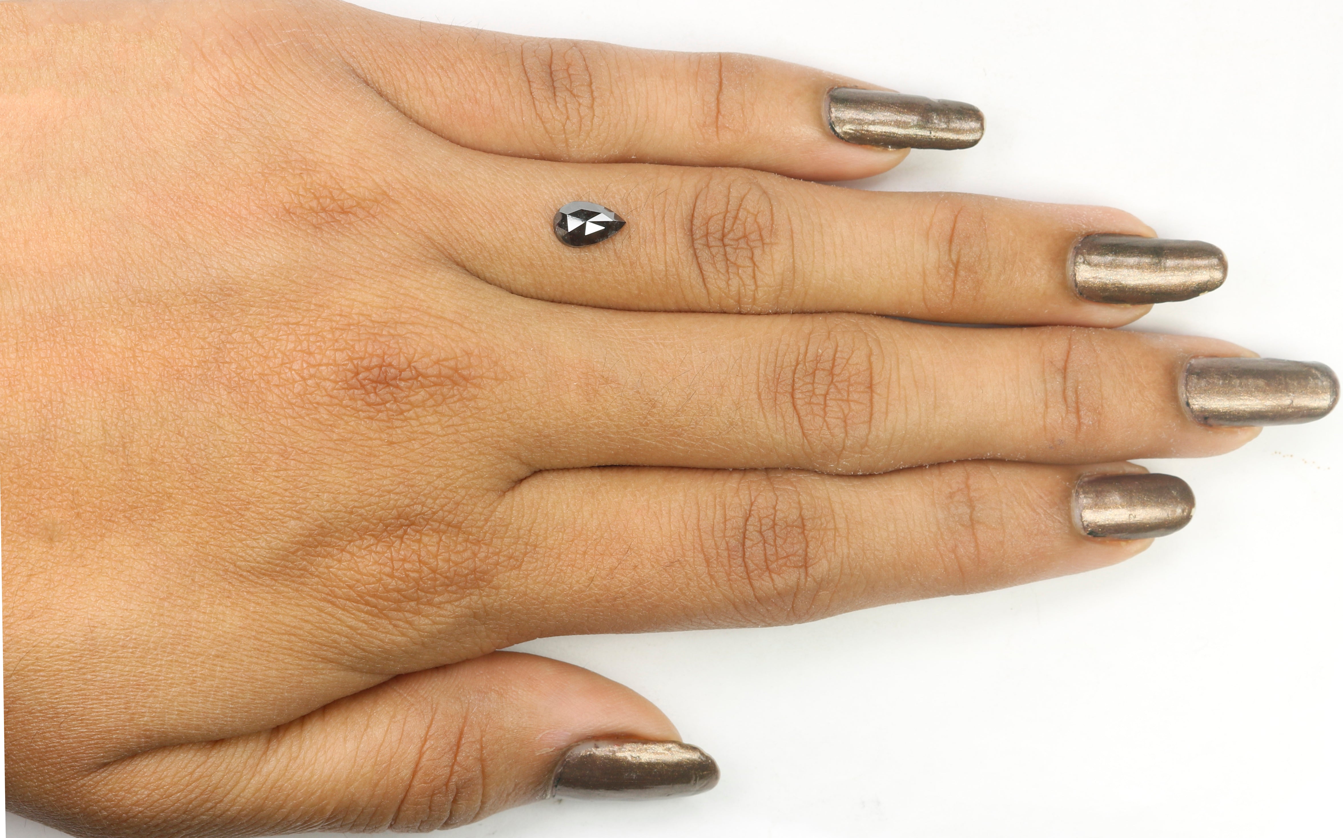 0.63 CT Natural Loose Pear Shape Diamond Black Color Pear Cut Diamond 7.20 MM Natural Loose Black Color Diamond Pear Rose Cut Diamond KQ2337