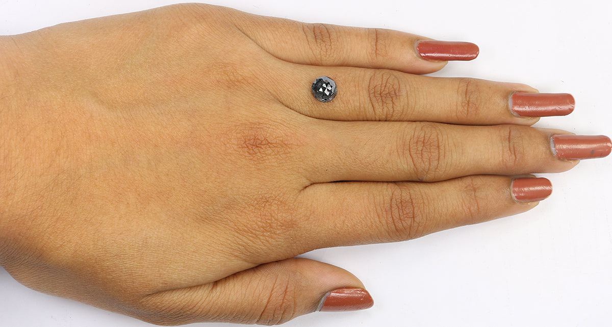 1.21 CT Natural Loose Round Rose Cut Diamond Salt And Pepper Round Diamond 6.80 MM Natural Loose Black Grey Color Rose Cut Diamond LQ1164