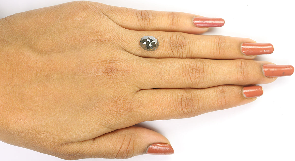 3.09 Ct Natural Loose Oval Shape Diamond Salt And Pepper Oval Diamond 9.90 MM Natural Diamond Black Grey Color Oval Rose Cut Diamond QL1145