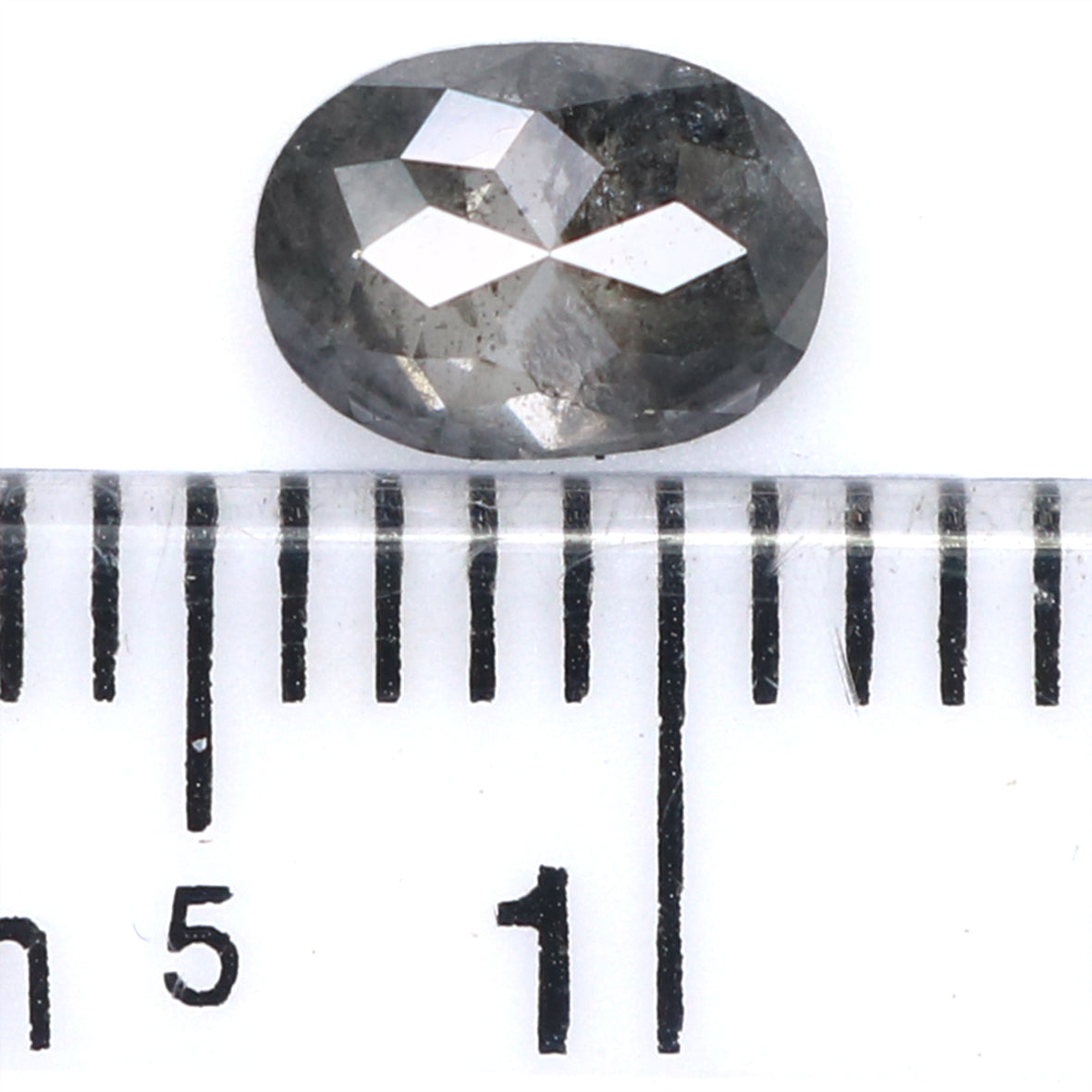 Natural Loose Oval Salt And Pepper Diamond Black Grey Color 0.64 CT 6.10 MM Oval Shape Rose Cut Diamond KR2477