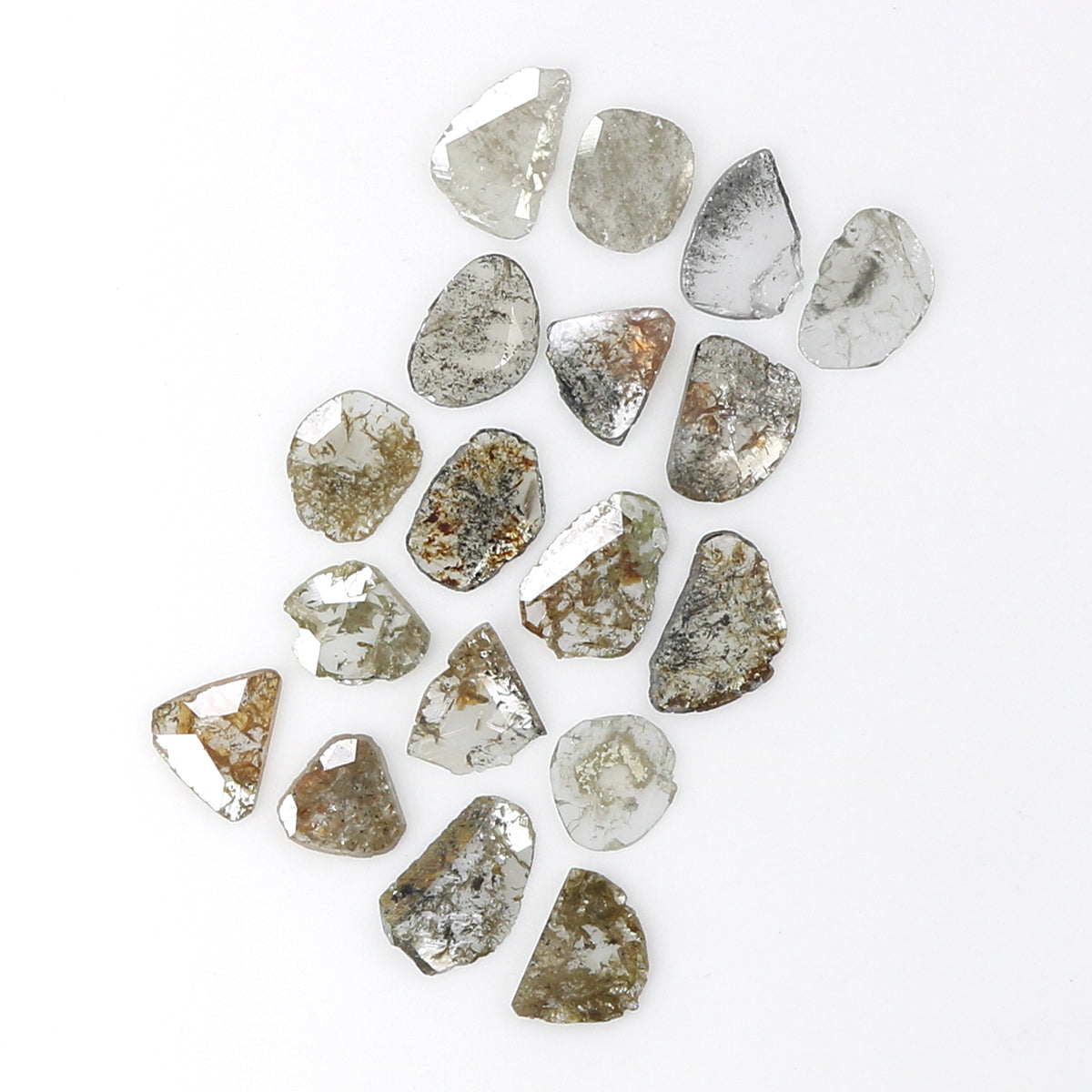 2.32 Ct Natural Loose Slice Shape Diamond Salt And Pepper Slice Cut Diamond 3.95 MM Natural Black Grey Diamond Irregular Cut Diamond KQ2450