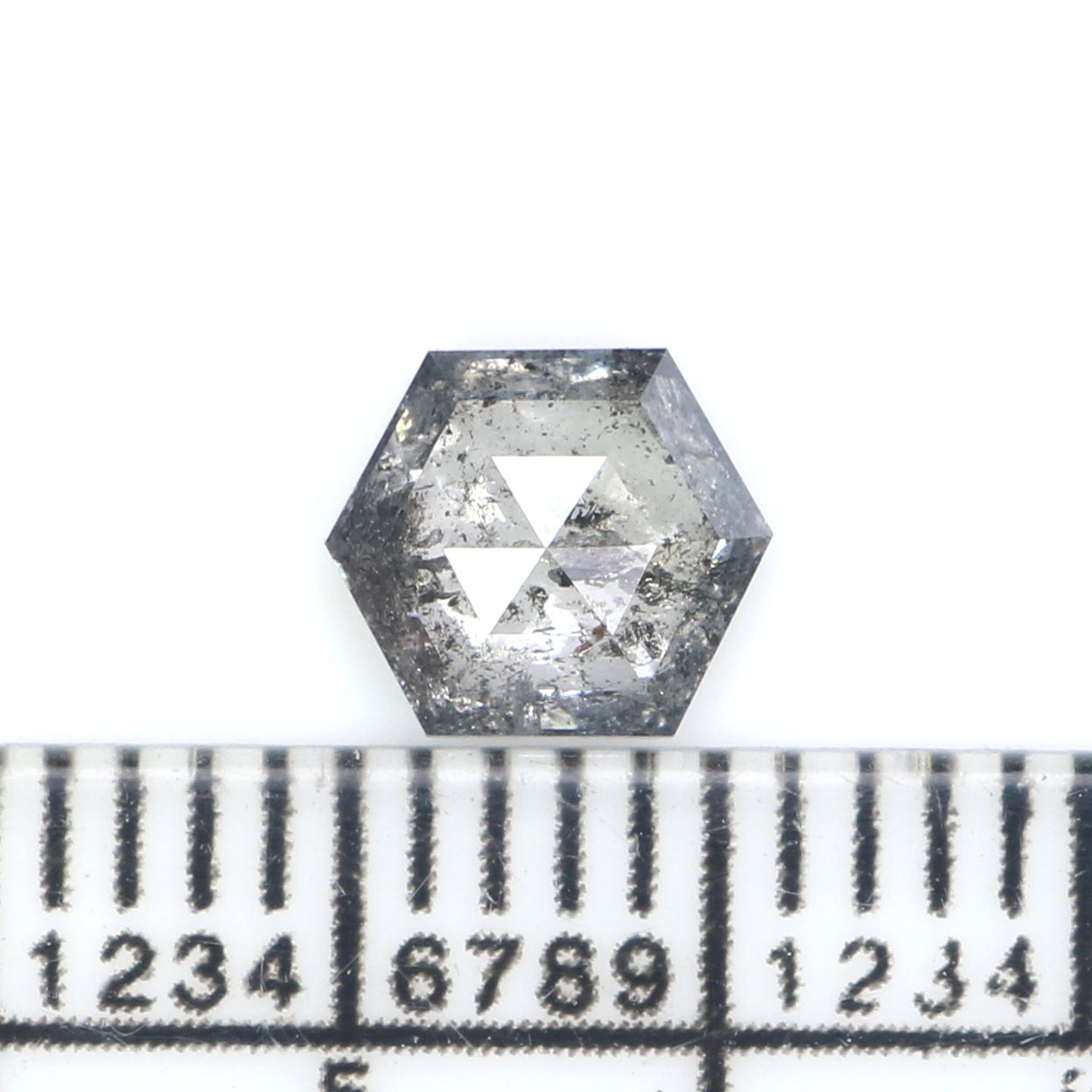 0.72 CT Natural Loose Hexagon Cut Diamond Salt And Pepper Hexagon Diamond 6.30 MM Natural Loose Black Grey Color Hexagon Cut Diamond QL2741