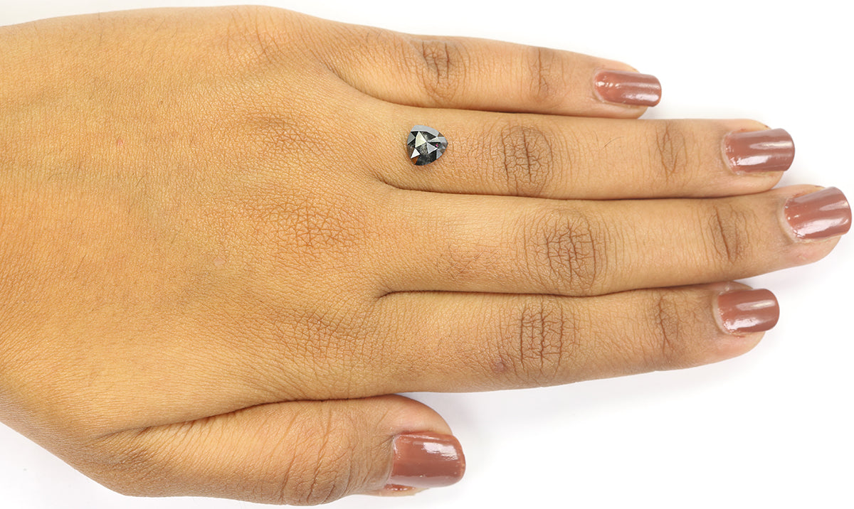 1.25 CT Natural Loose Triangle Shape Diamond Salt And Pepper Triangle Diamond 6.95 MM Black Grey Color Triangle Cut Rose Cut Diamond LQ1382