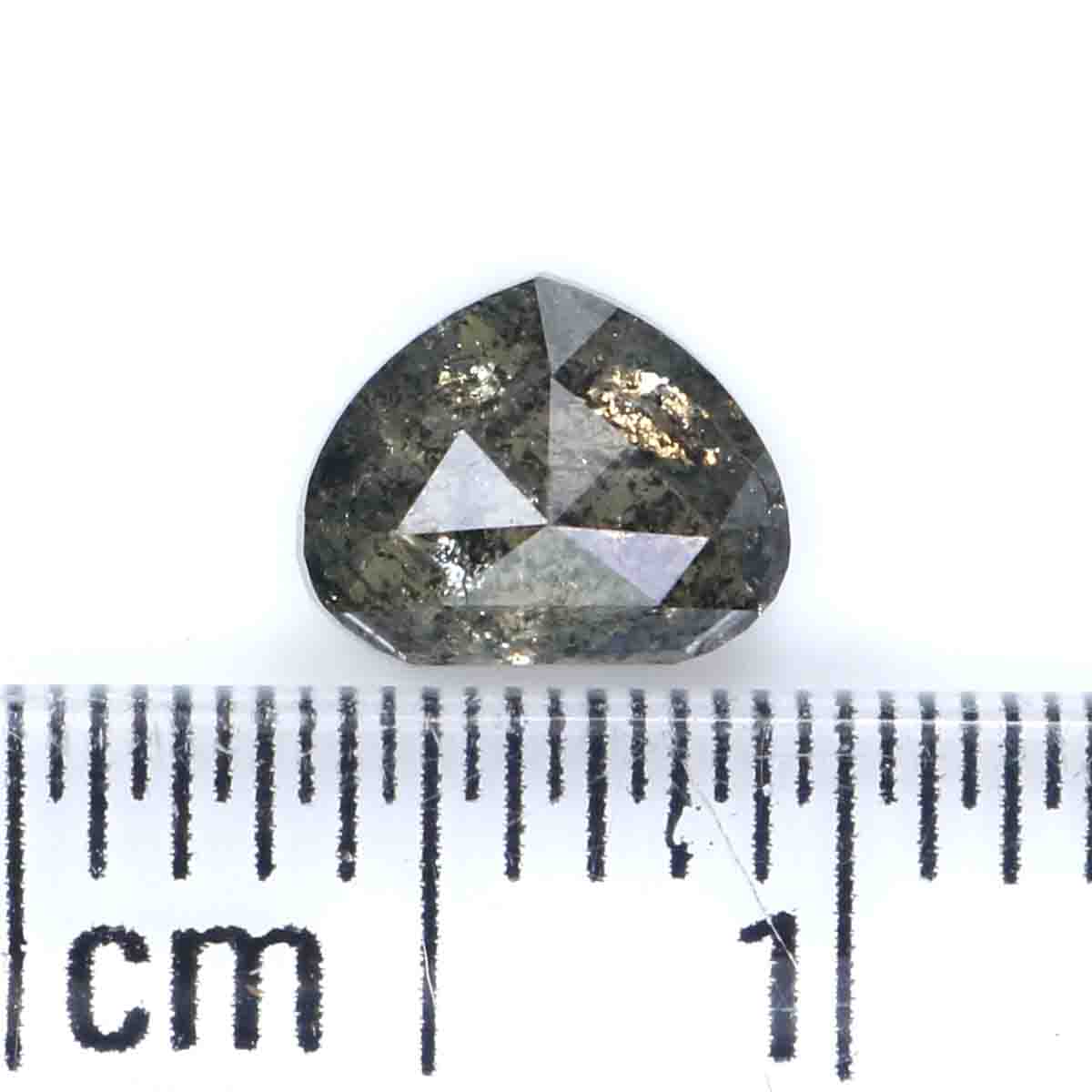 0.74 CT Natural Loose Heart Shape Diamond Salt And Pepper Heart Rose Cut Diamond 5.90 MM Black Grey Color Heart Rose Cut Diamond QK1487