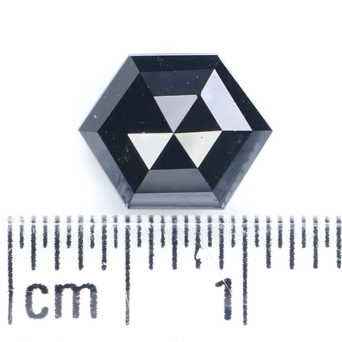 1.59 CT Natural Loose Hexagon Shape Diamond Black Color Hexagon Cut Diamond 8.35 MM Natural Black Color Hexagon Rose Cut Diamond KQ2232