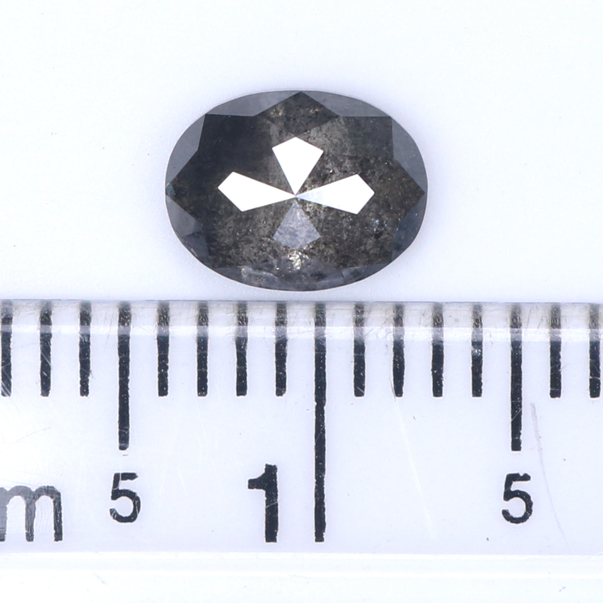 Natural Loose Oval Salt And Pepper Diamond Black Grey Color 0.87 CT 6.69 MM Oval Shape Rose Cut Diamond L2059